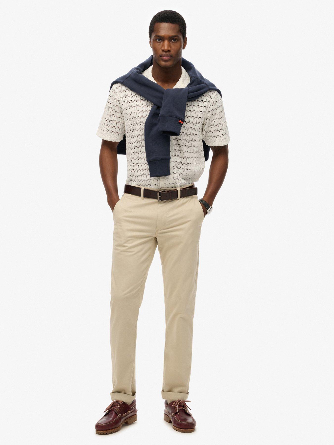 Image 3 of 5 of Superdry Superdry Knitted Texture Short Sleeve Shirt - White