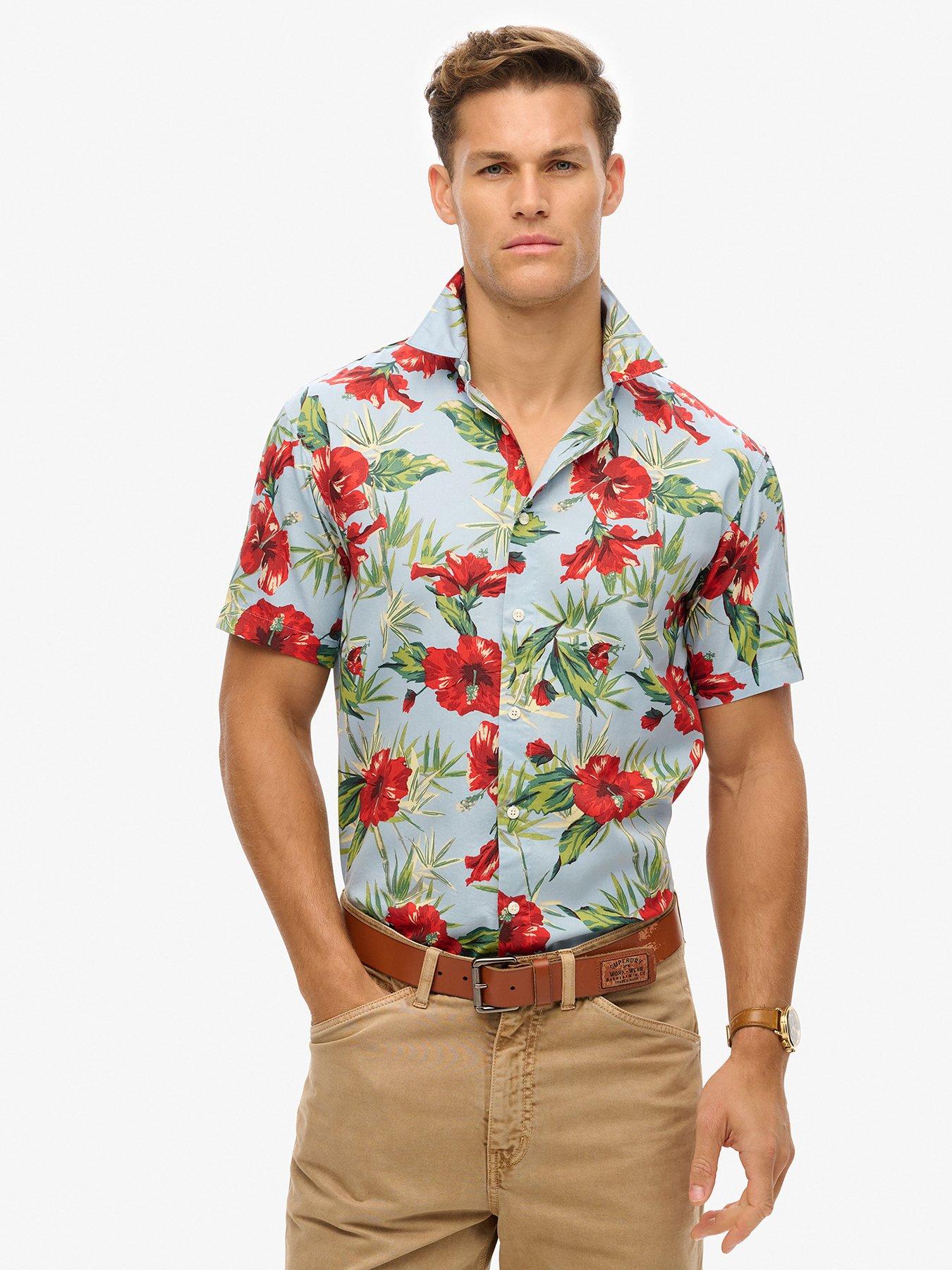 Image 1 of 5 of Superdry Superdry Hawaiian Printed Short Sleeve Shirt - Blue