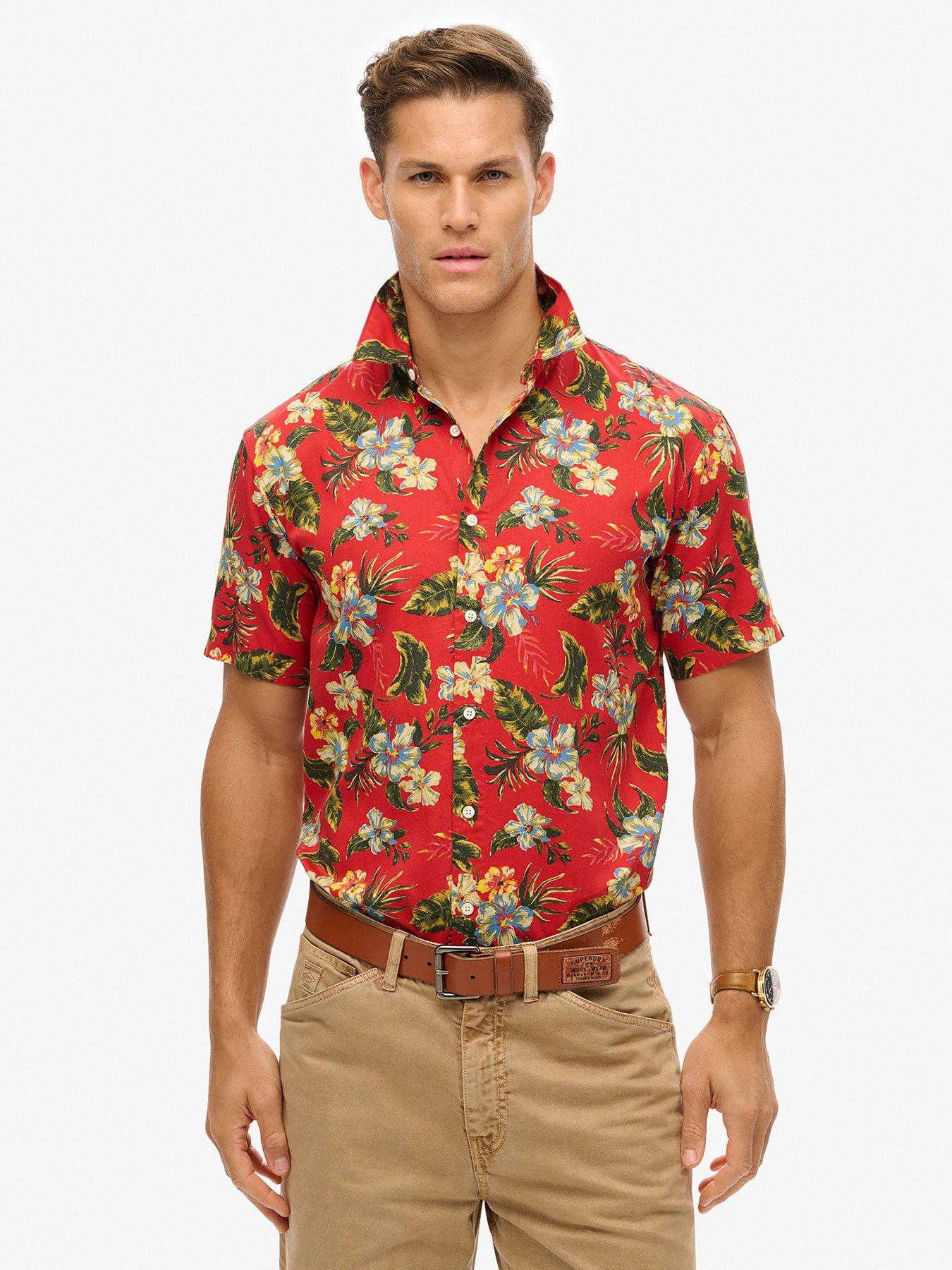 Image 1 of 5 of Superdry Superdry Hawaiian Printed Short Sleeve Shirt - Red