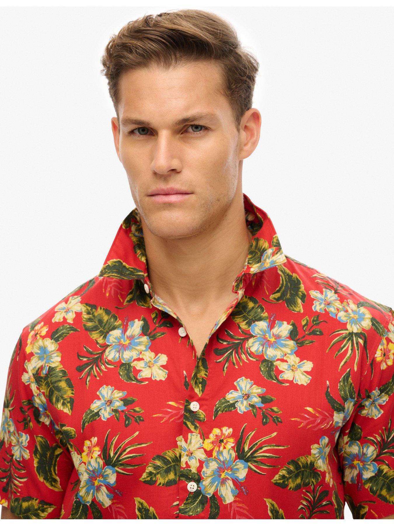 Image 4 of 5 of Superdry Superdry Hawaiian Printed Short Sleeve Shirt - Red