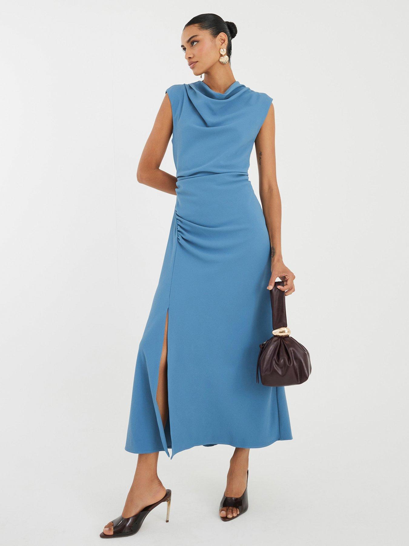 River Island Cowl Neck Midaxi Dress - Blue