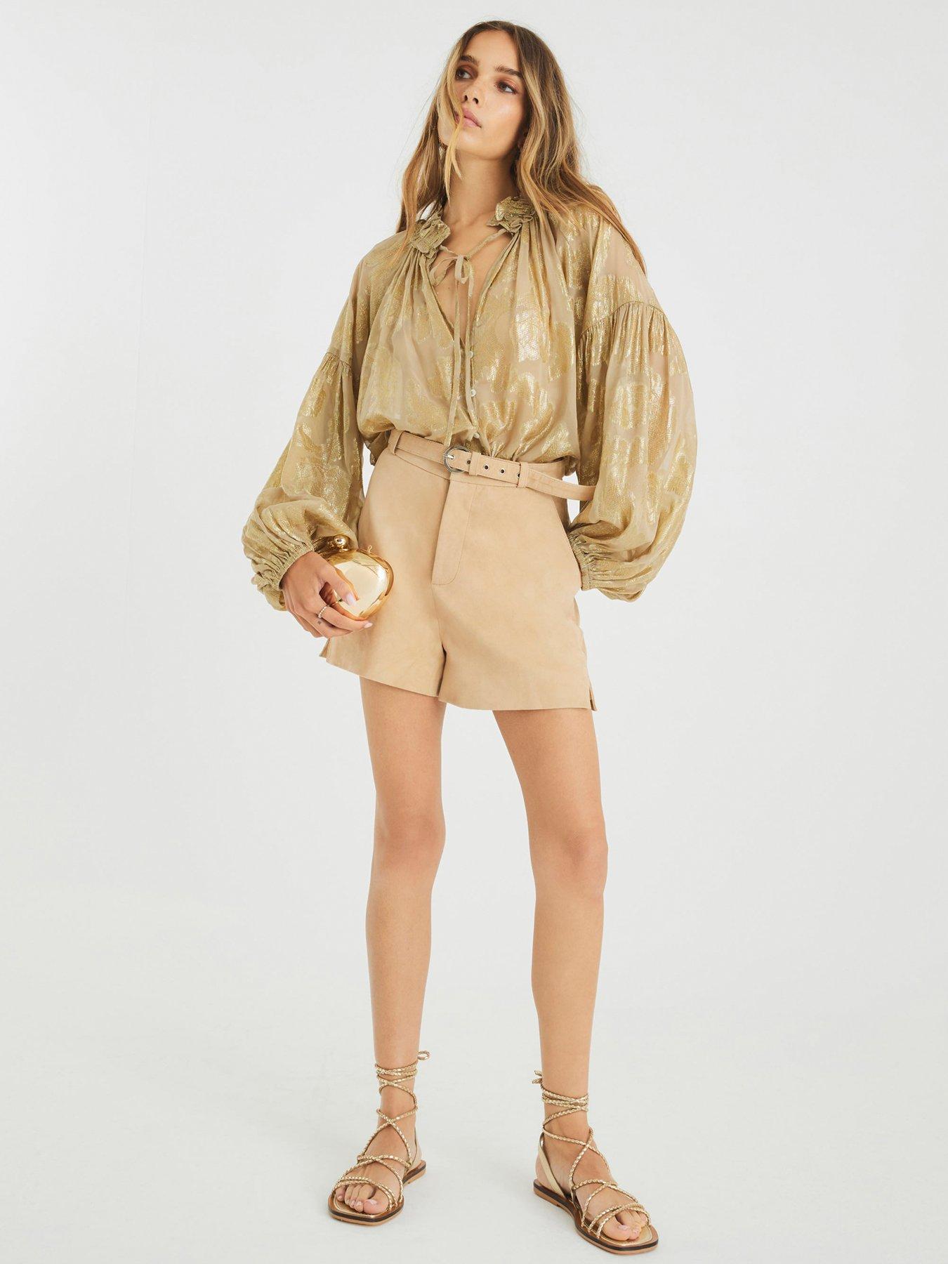 River Island Long Sleeve Lurex Blouse - Green