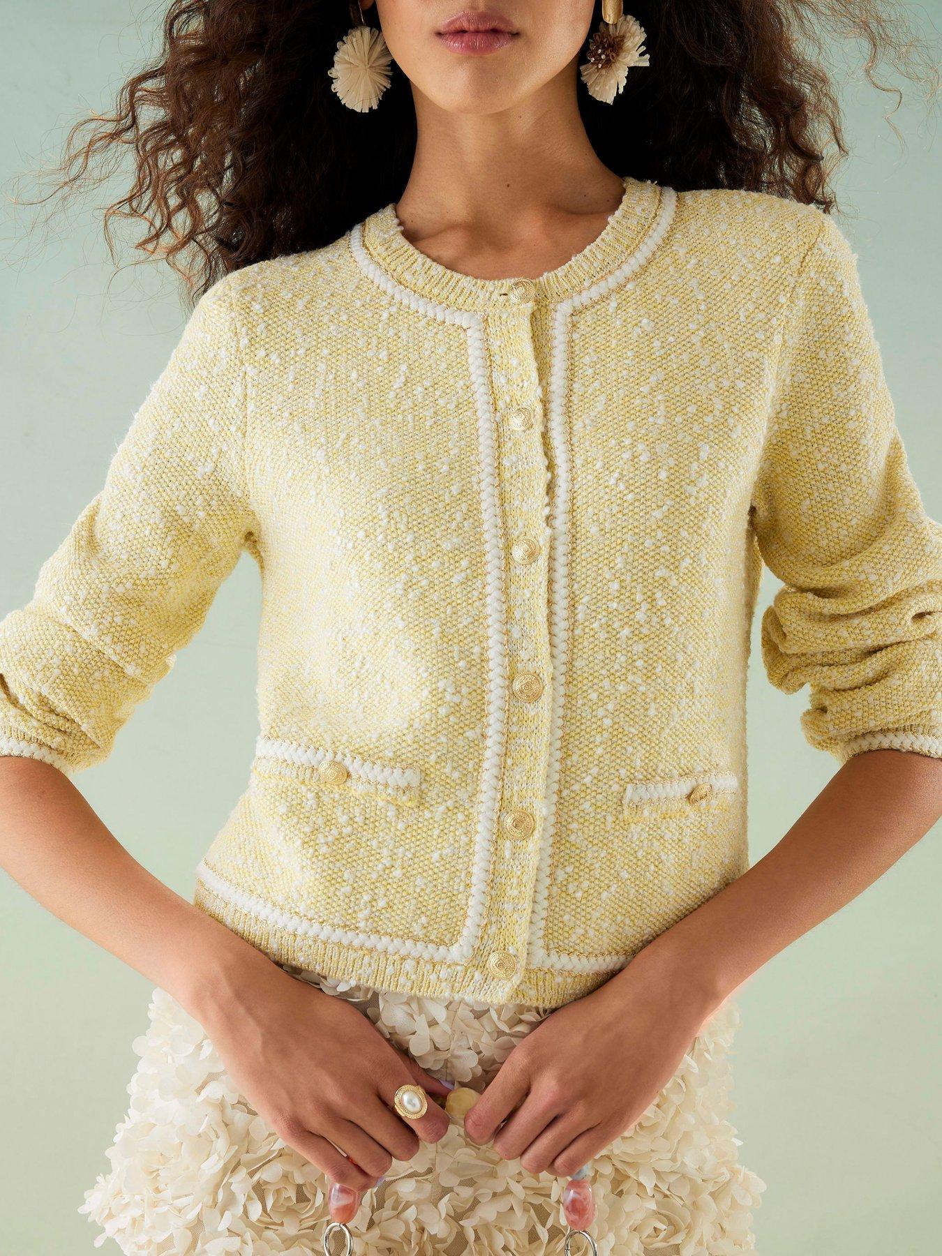 Image 4 of 4 of River Island Boucle Edge Cardigan - Yellow