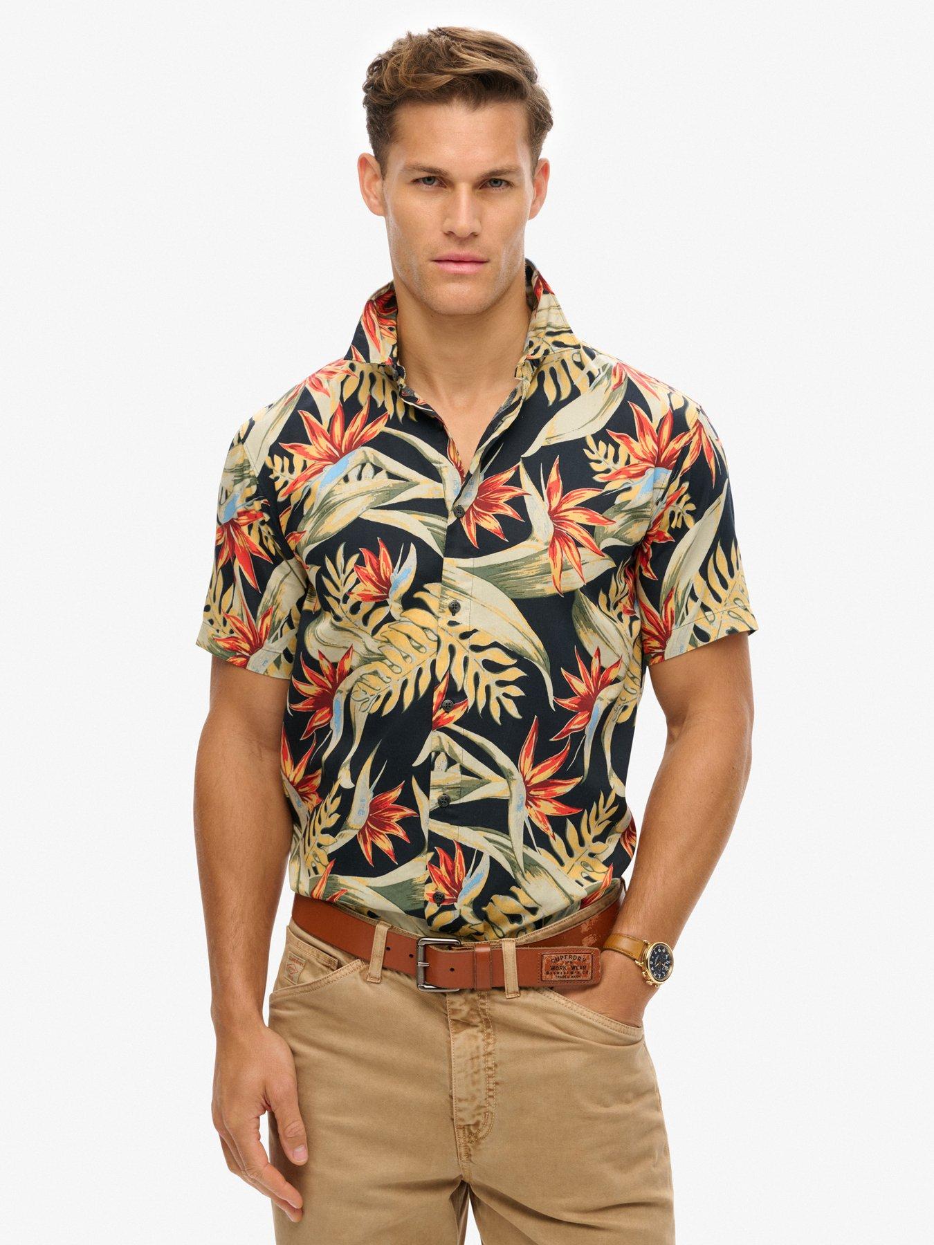 Image 1 of 5 of Superdry Superdry Hawaiian Printed Short Sleeve Shirt - Navy