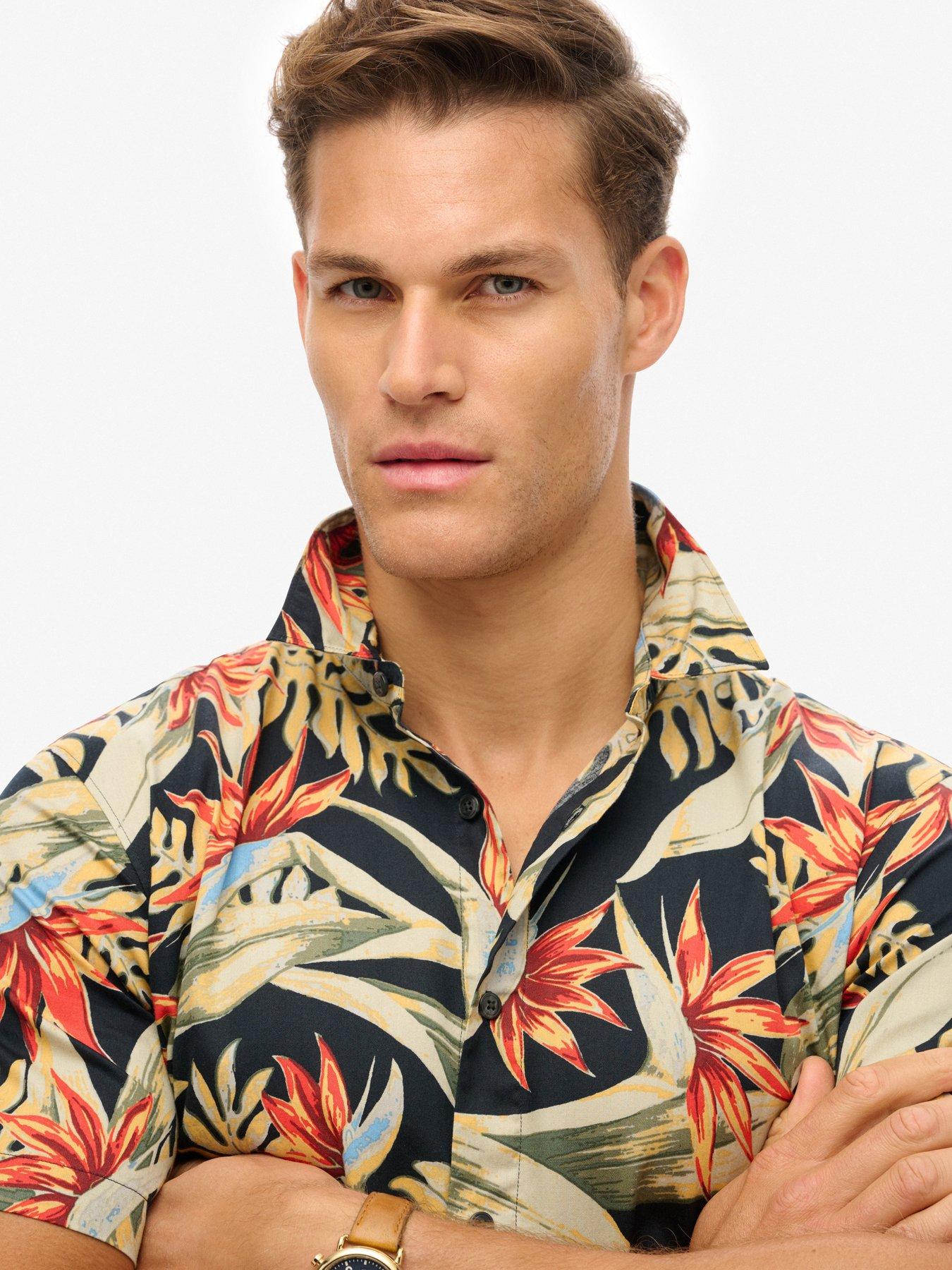 Image 4 of 5 of Superdry Superdry Hawaiian Printed Short Sleeve Shirt - Navy