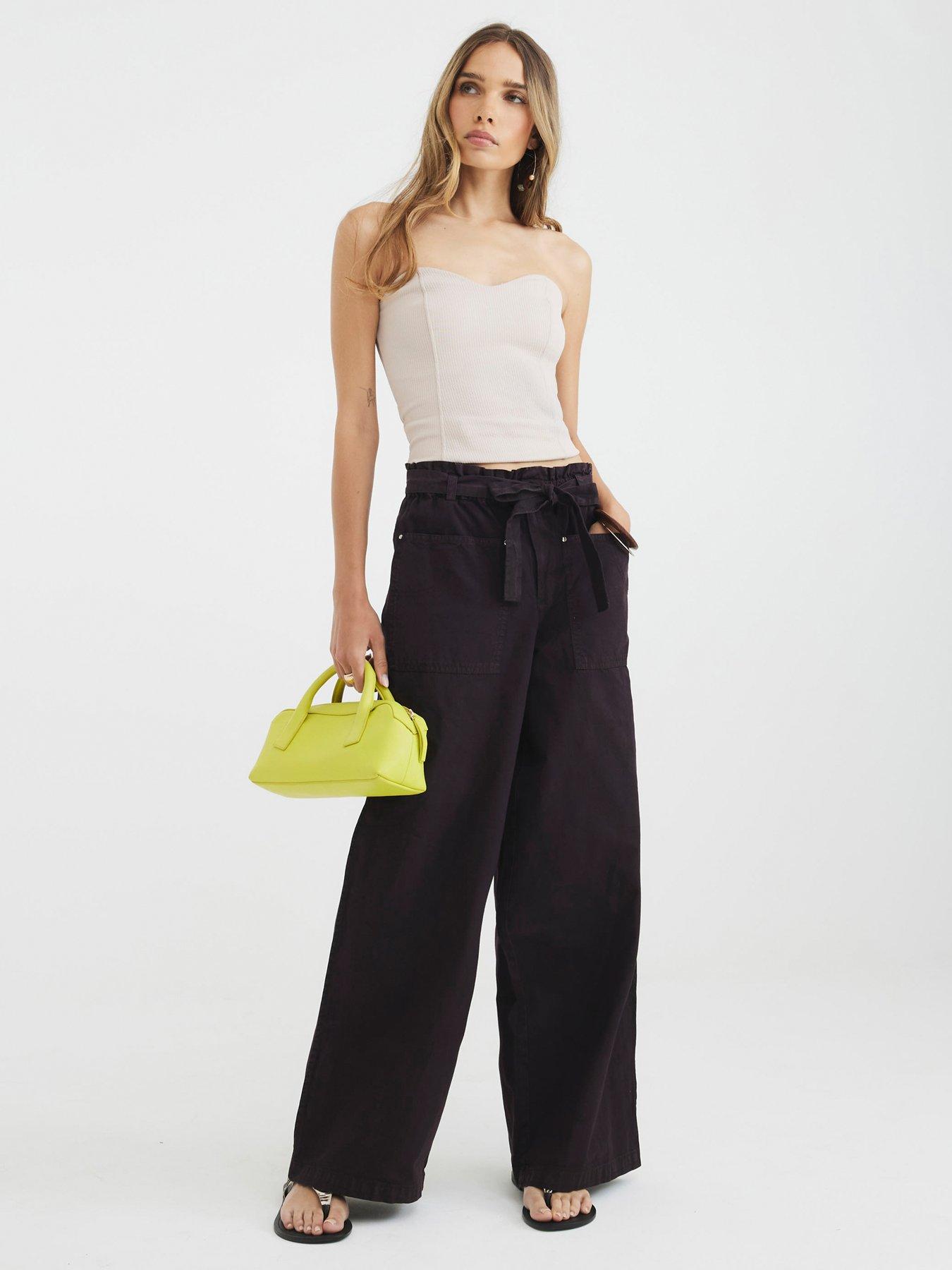 River Island Petra Paperbag Trouser - Brown