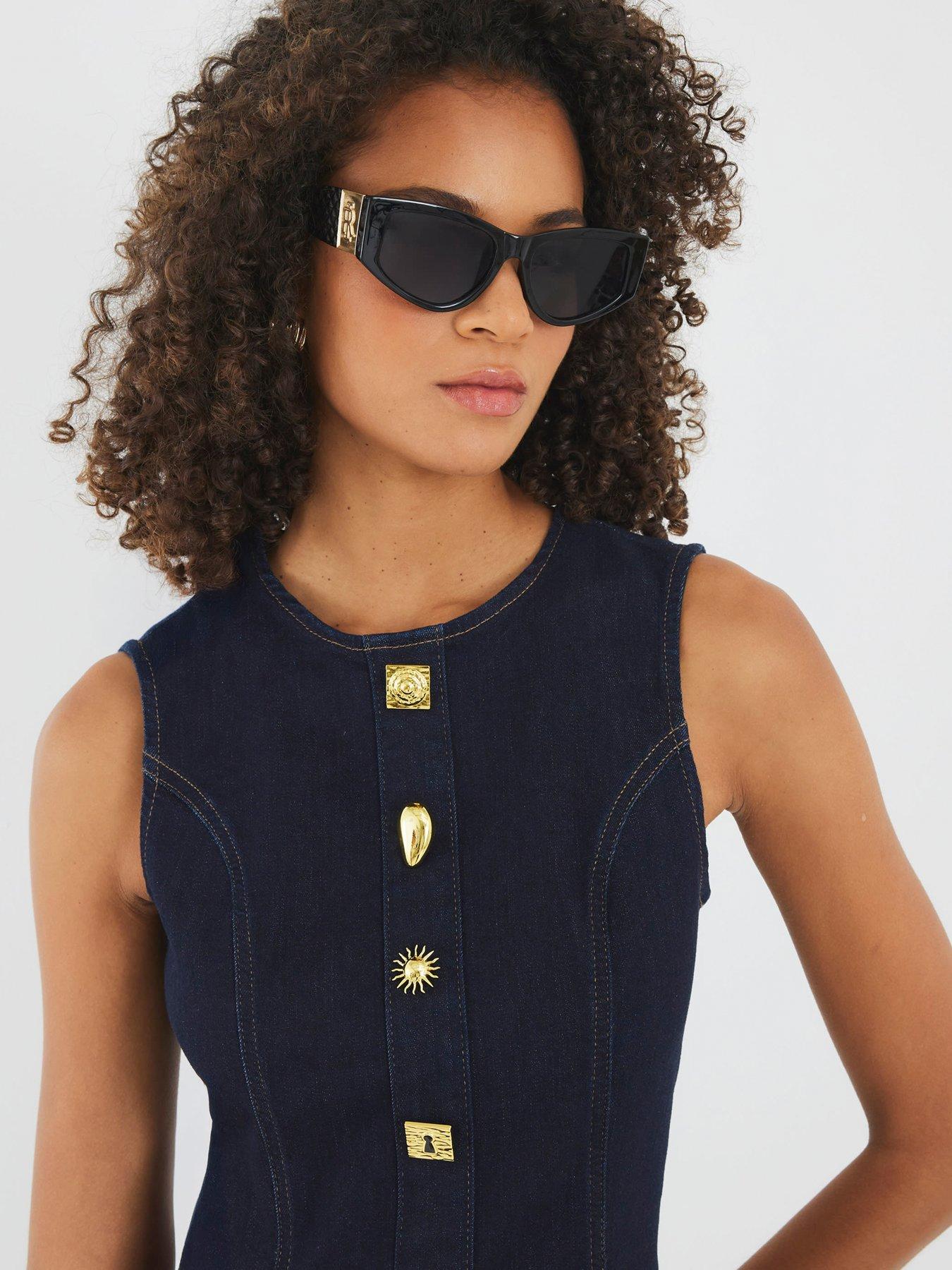 Image 4 of 4 of River Island Button Mini Dress - Blue