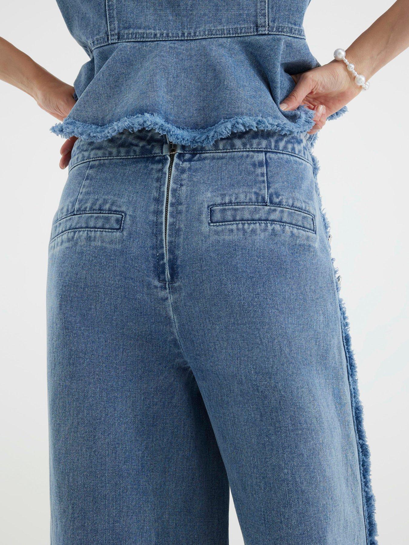 Image 4 of 4 of River Island Palazzo Bling Button Trouser - Blue