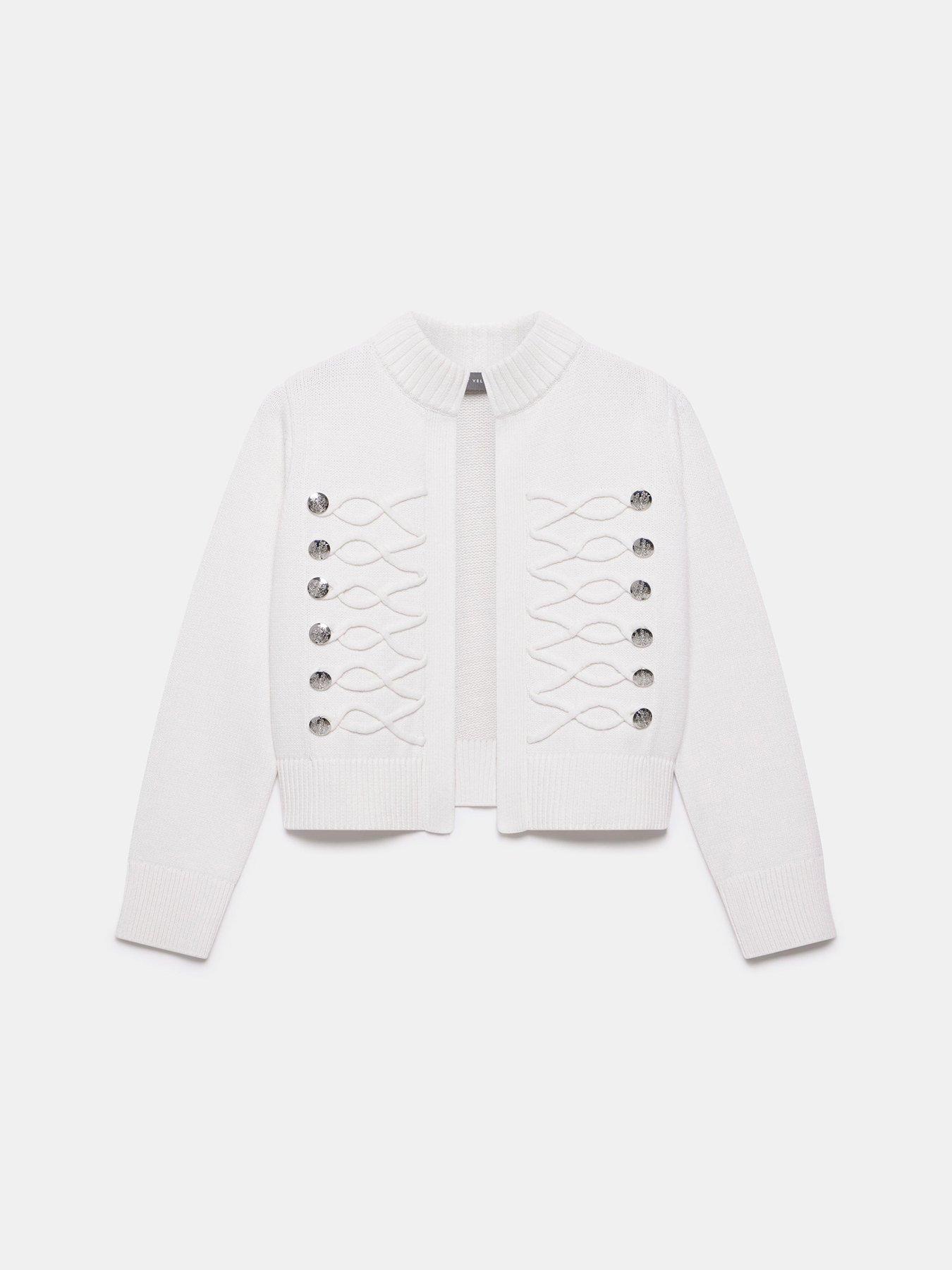 Image 5 of 6 of Mint Velvet Ivory Military Knit Jacket - White