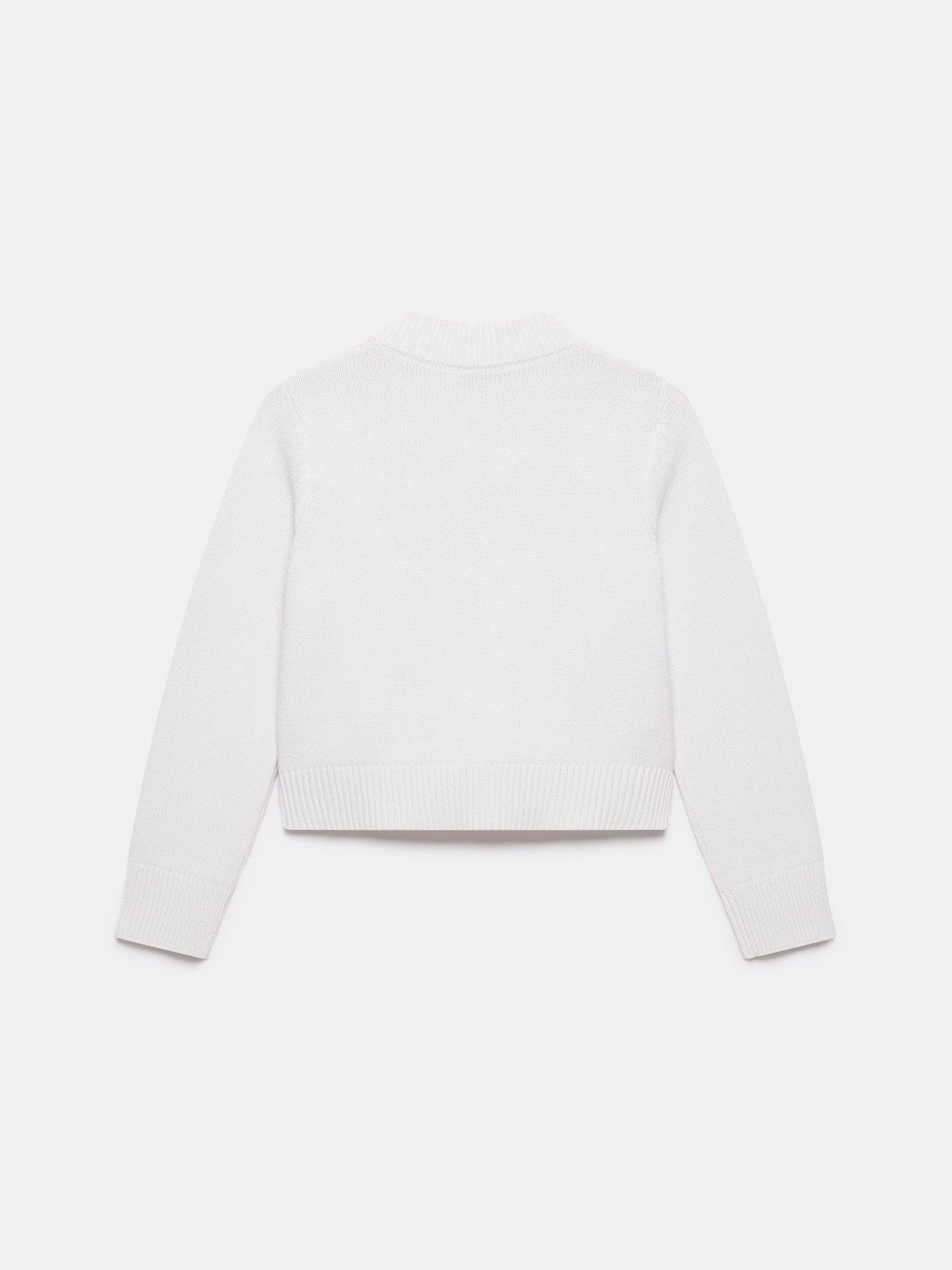 Image 6 of 6 of Mint Velvet Ivory Military Knit Jacket - White
