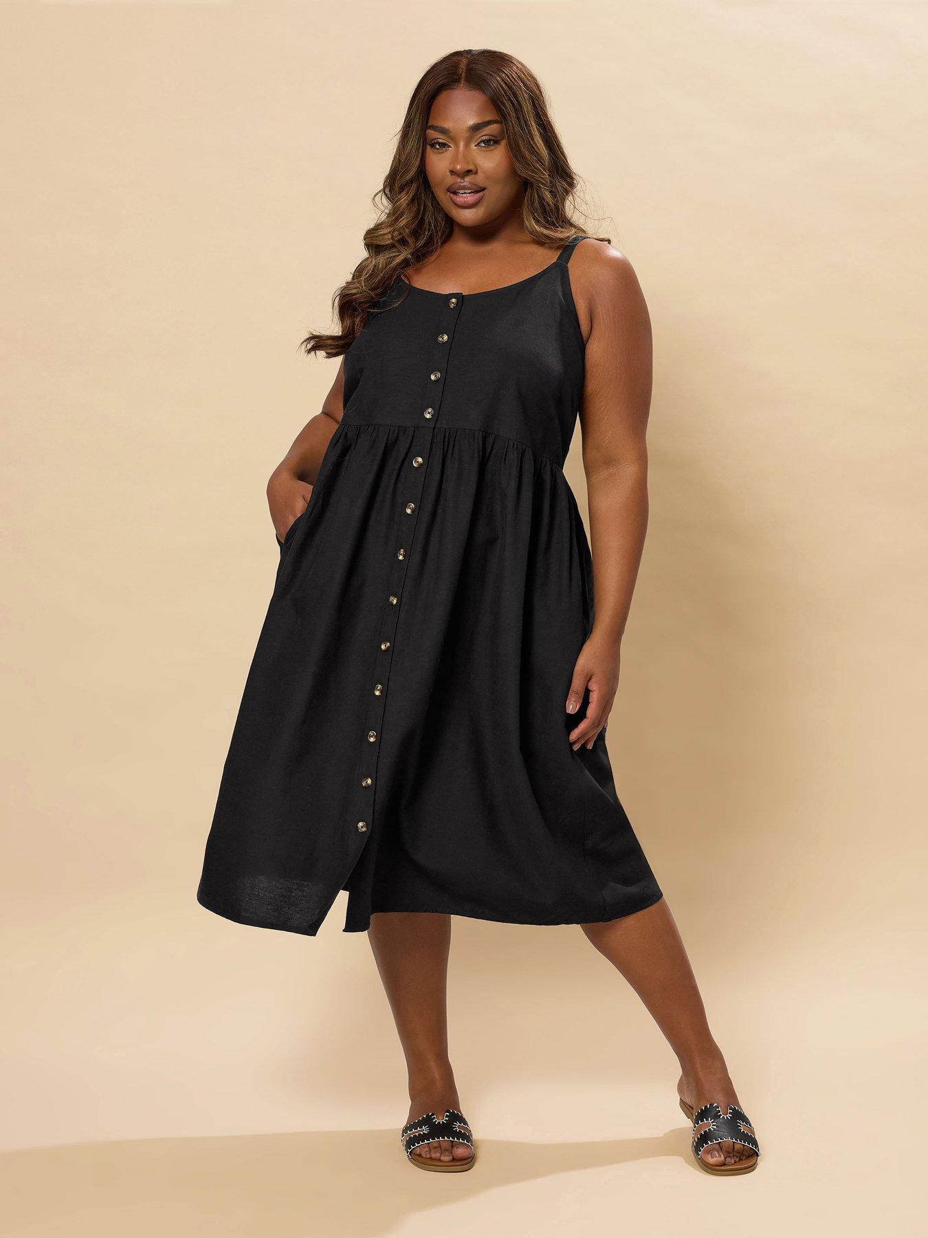 undefined Curve Linen Sundress - Black