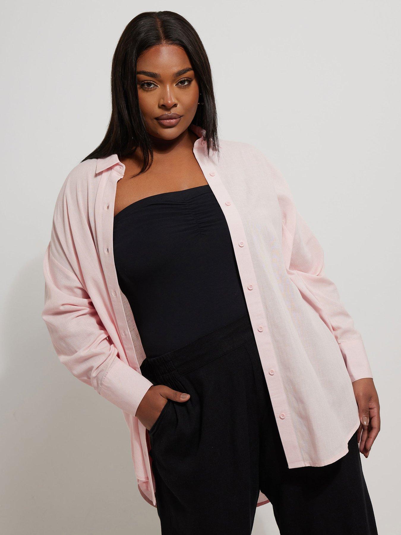 Image 1 of 5 of Yours Curve Long Sleeve Linen Shirt