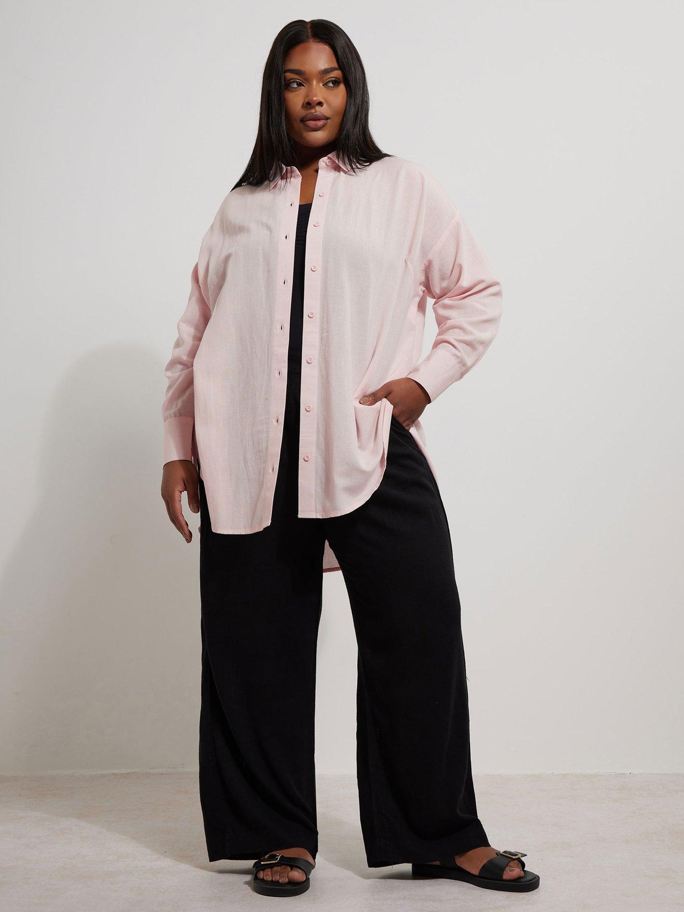 Image 3 of 5 of Yours Curve Long Sleeve Linen Shirt