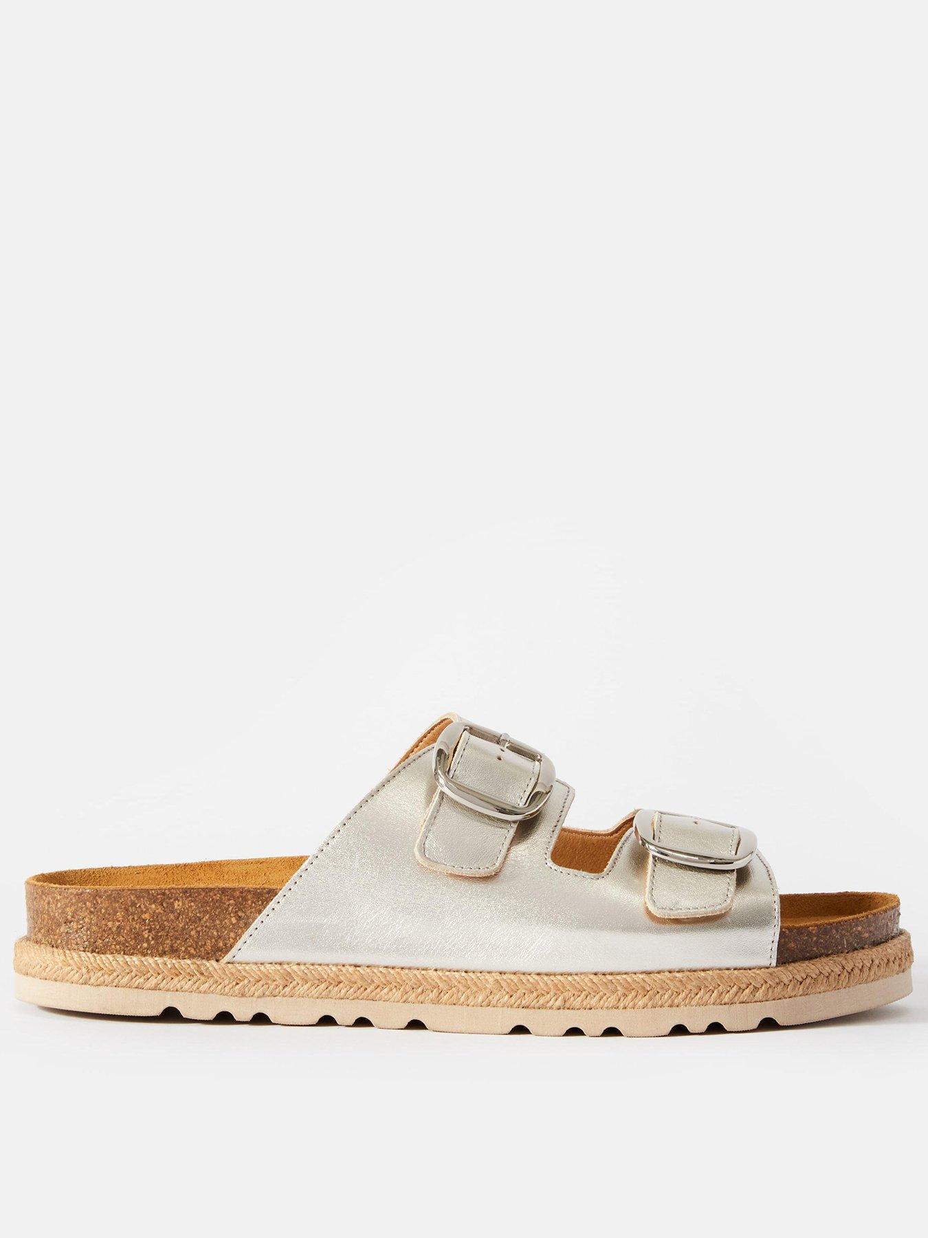 Image 1 of 5 of Mint Velvet Hannah Two Strap Sliders - Silver