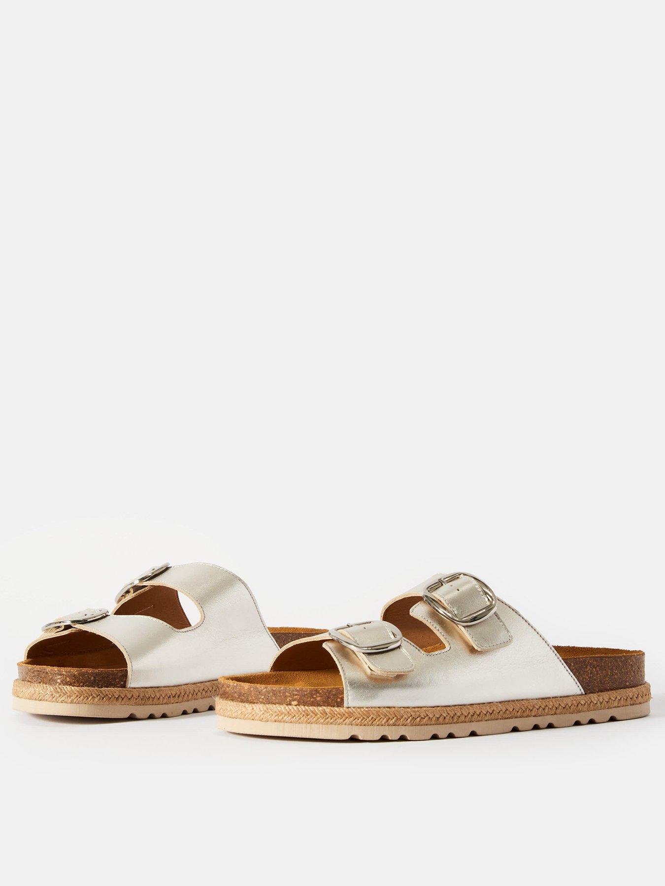 Image 3 of 5 of Mint Velvet Hannah Two Strap Sliders - Silver