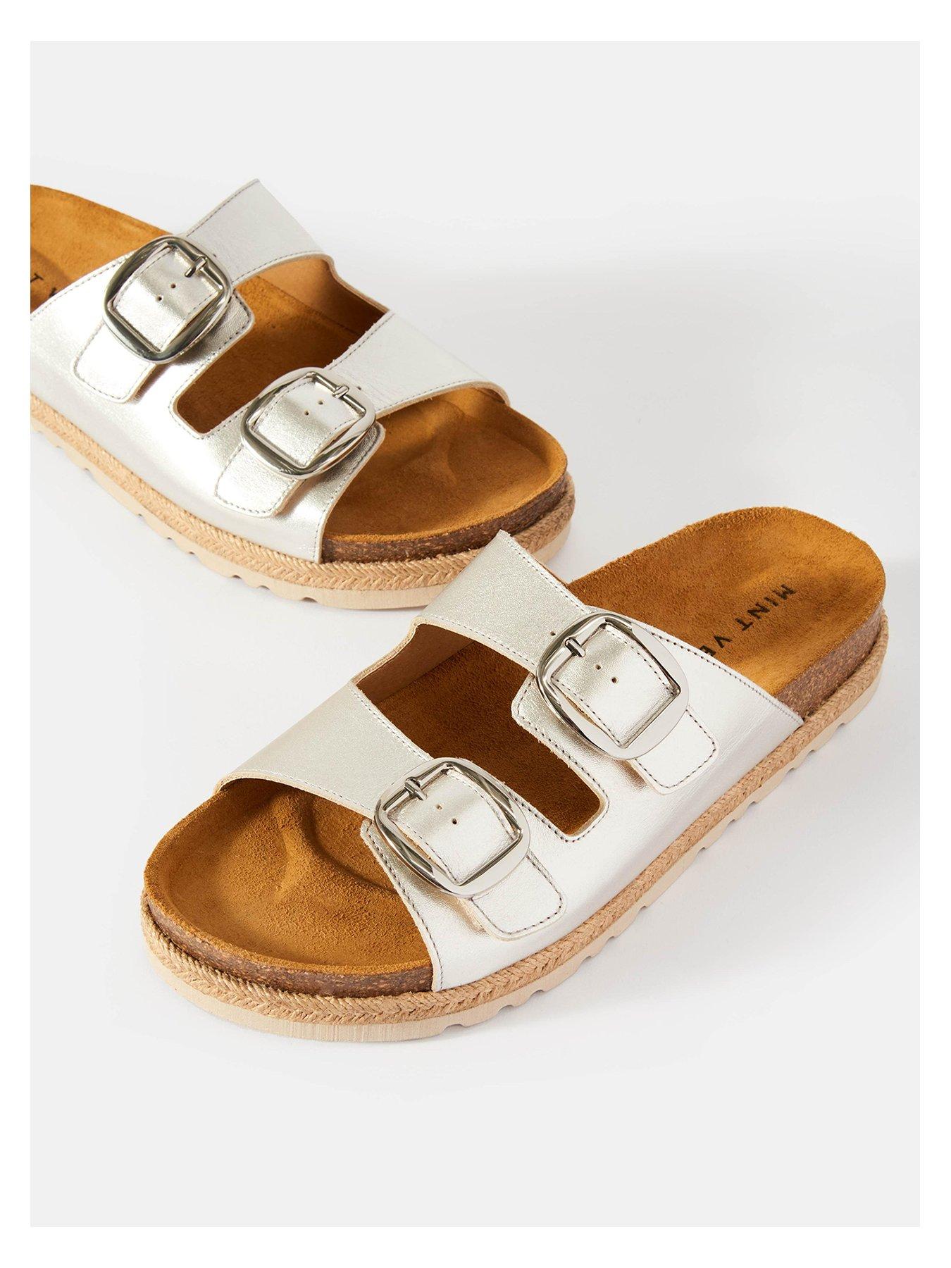 Image 4 of 5 of Mint Velvet Hannah Two Strap Sliders - Silver