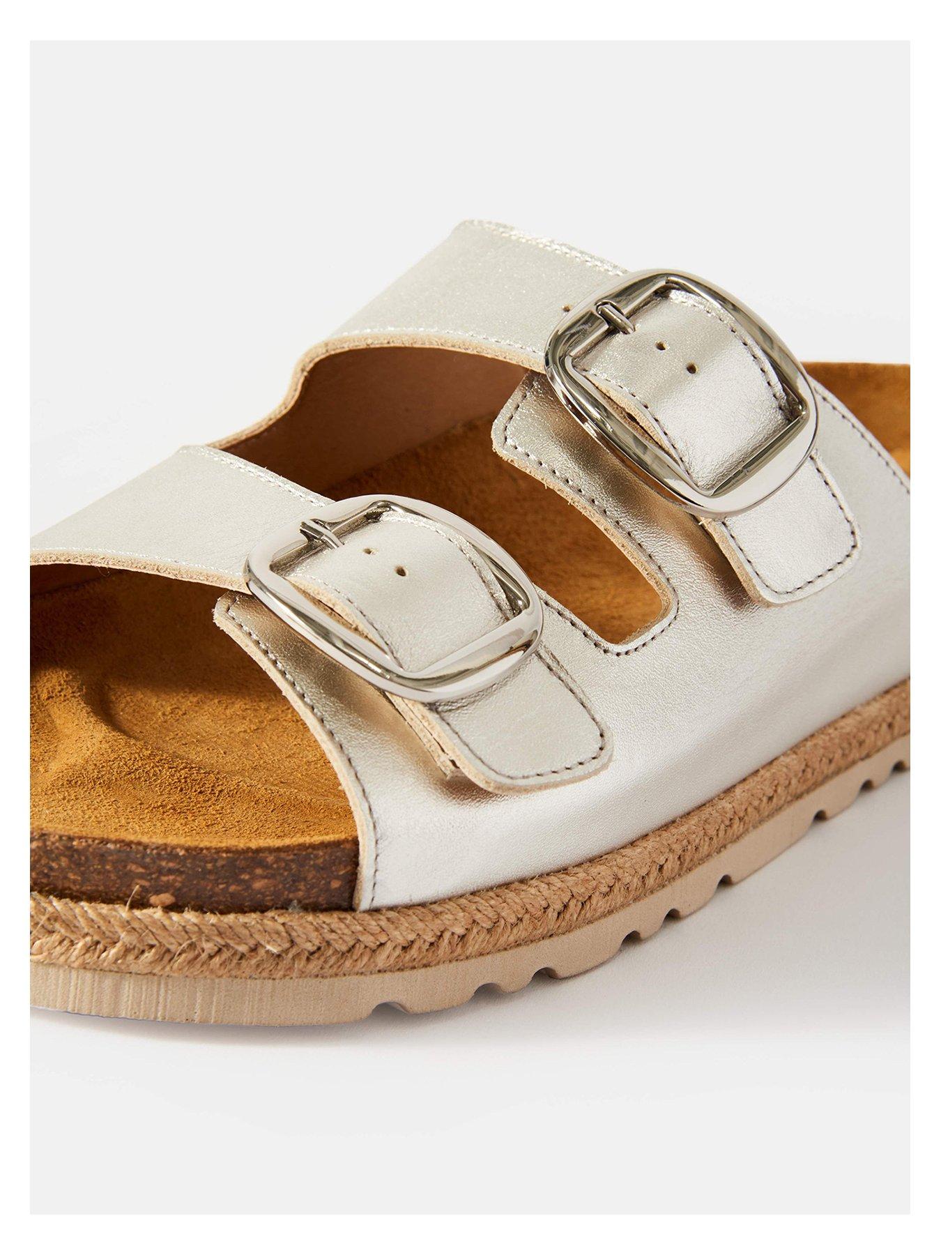 Image 5 of 5 of Mint Velvet Hannah Two Strap Sliders - Silver