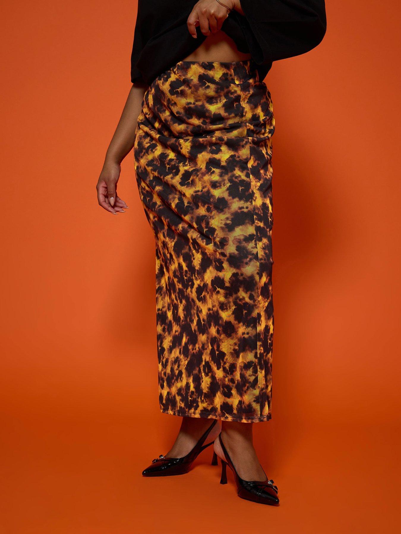 Image 1 of 4 of Yours Curve Tortoise Shell Mesh Skirt