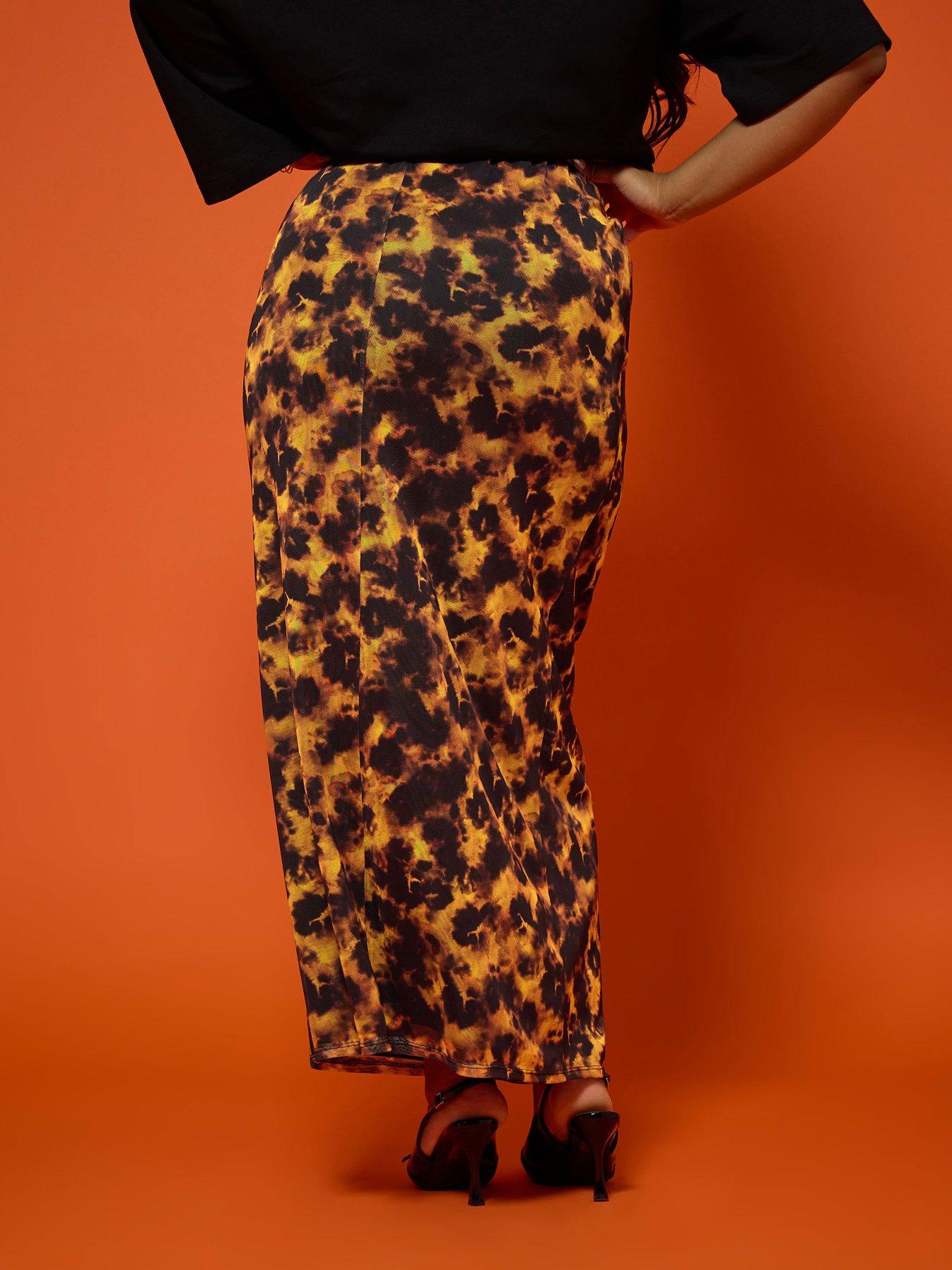 Image 2 of 4 of Yours Curve Tortoise Shell Mesh Skirt