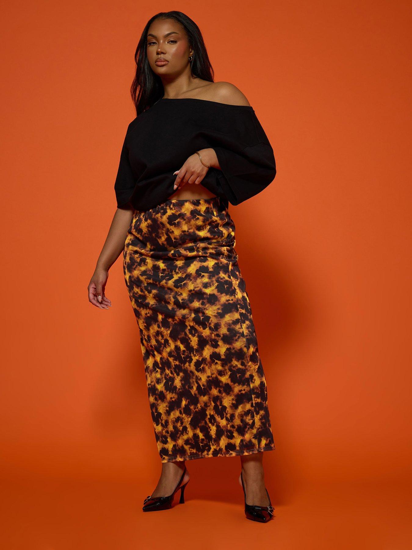 Image 3 of 4 of Yours Curve Tortoise Shell Mesh Skirt