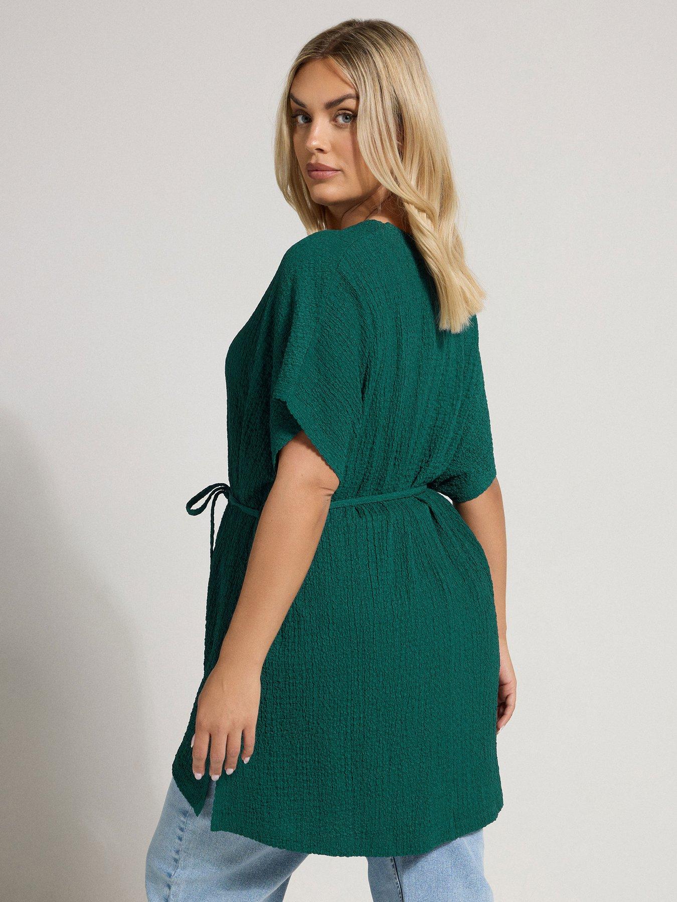 yours-curve-grown-on-sleeve-belted-tunic-greenstillFront