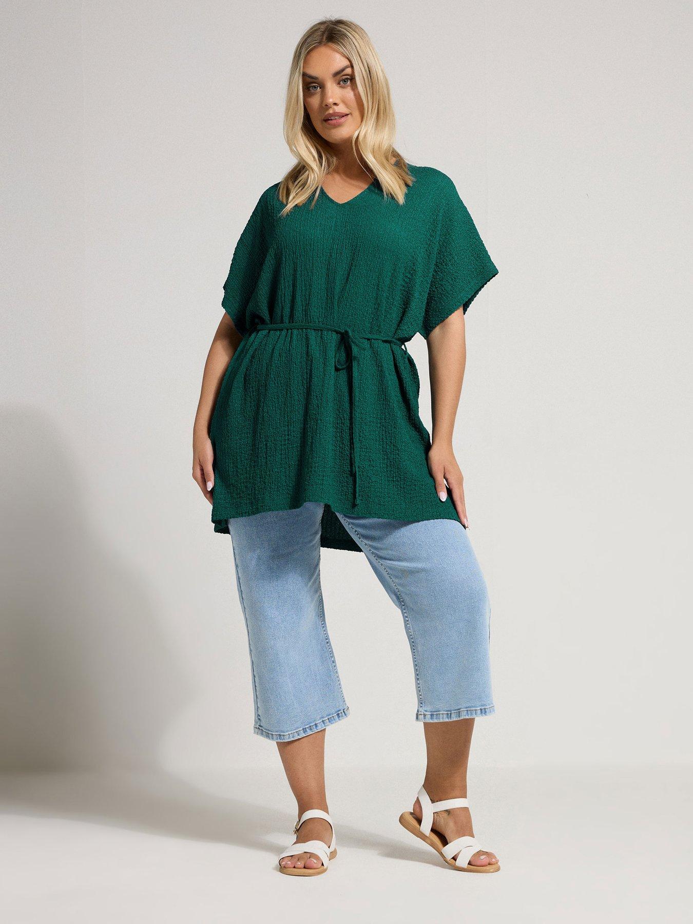 yours-curve-grown-on-sleeve-belted-tunic-greenback
