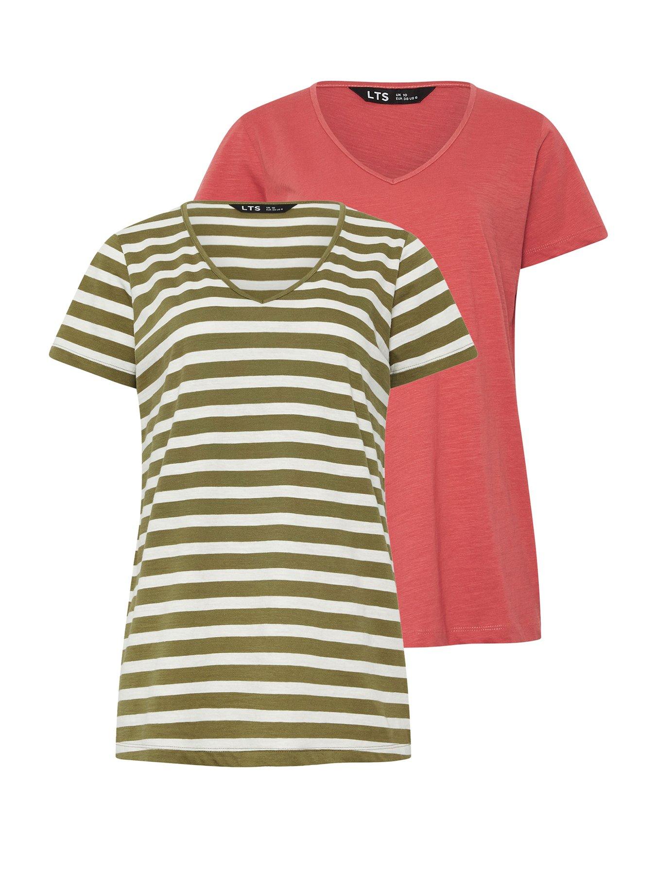 long-tall-sally-2-pack-stripe-slub-t-shirt-greenfront