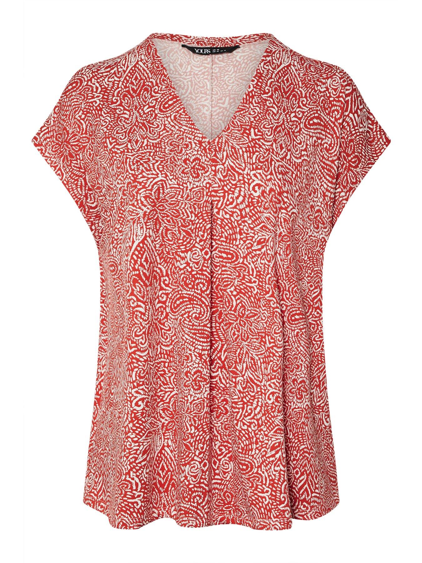 Image 5 of 5 of Yours Curve Pleat Front Crepe Top - Orange