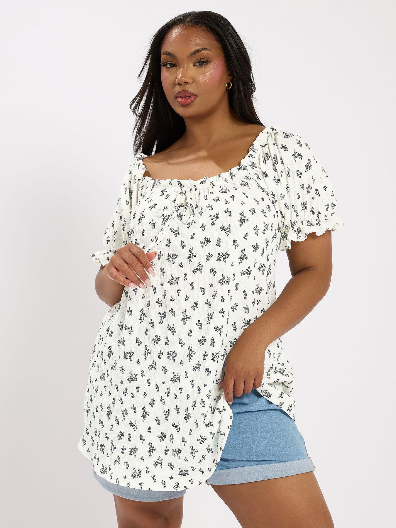 Image 1 of 4 of Yours Curve Regular Blouse - White
