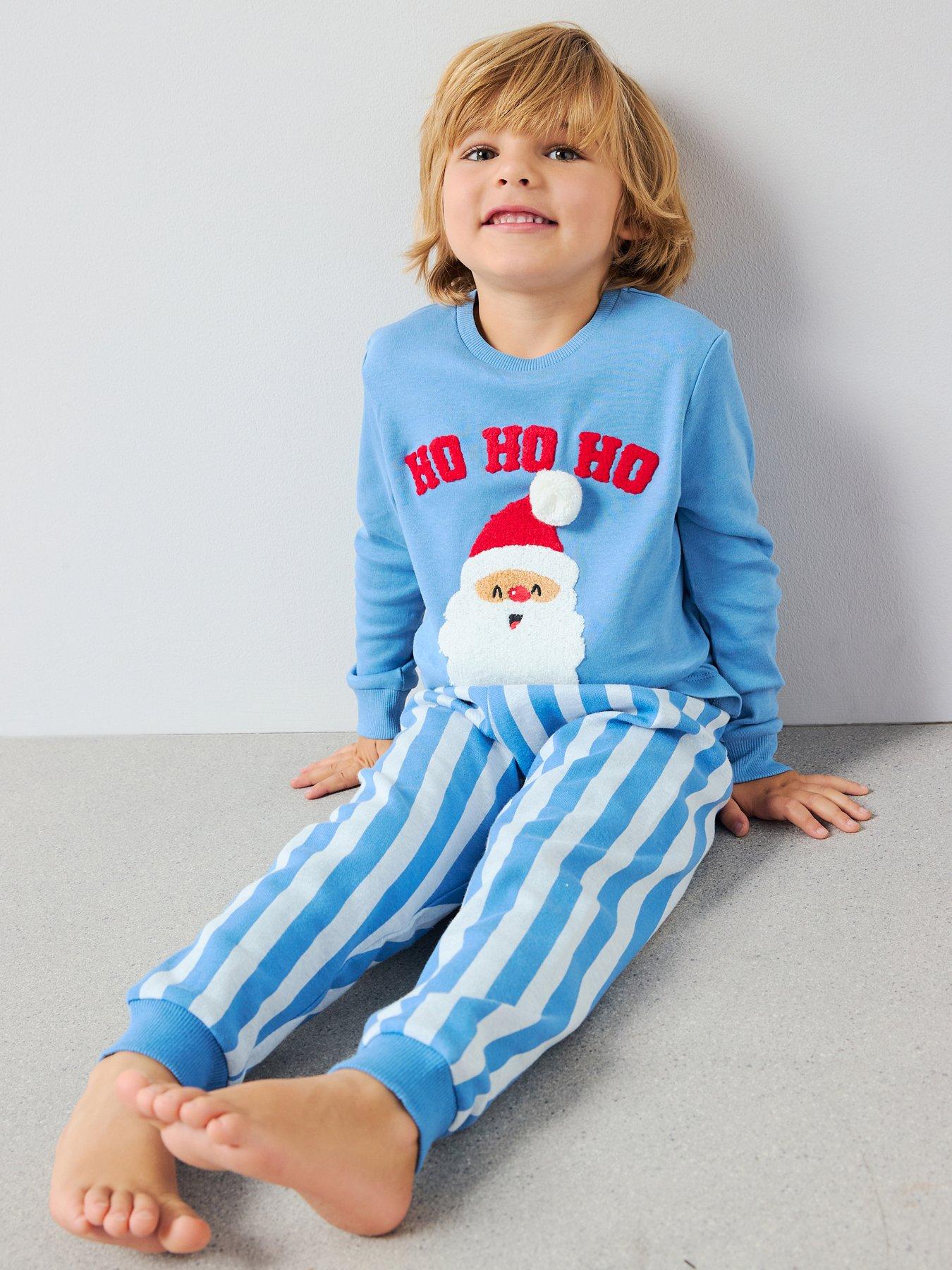 The Very Collection Boys Sibling Santa Christmas Pyjama Set - Blue