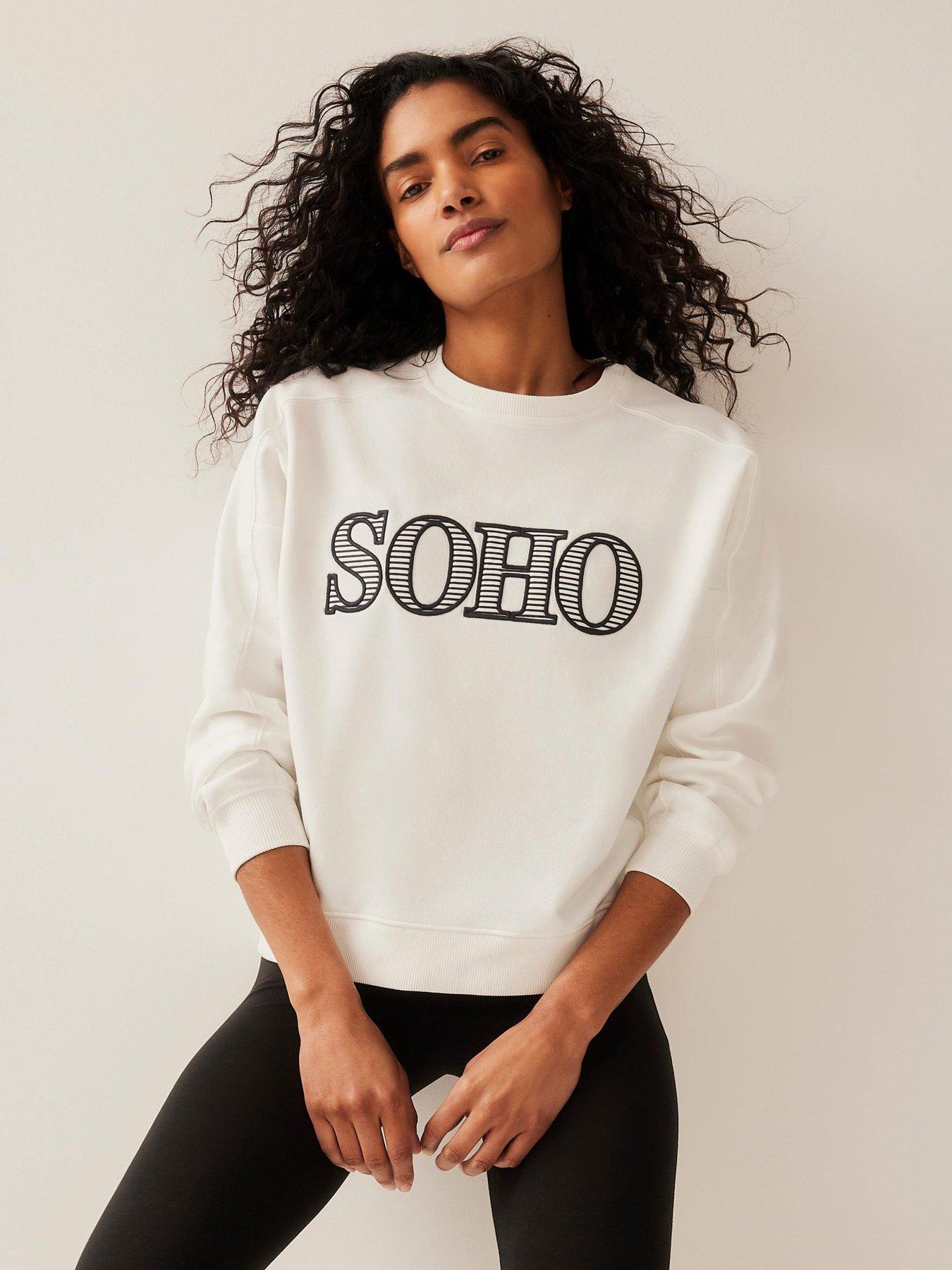 Image of Mint Velvet Ivory Soho Graphic Sweatshirt - White