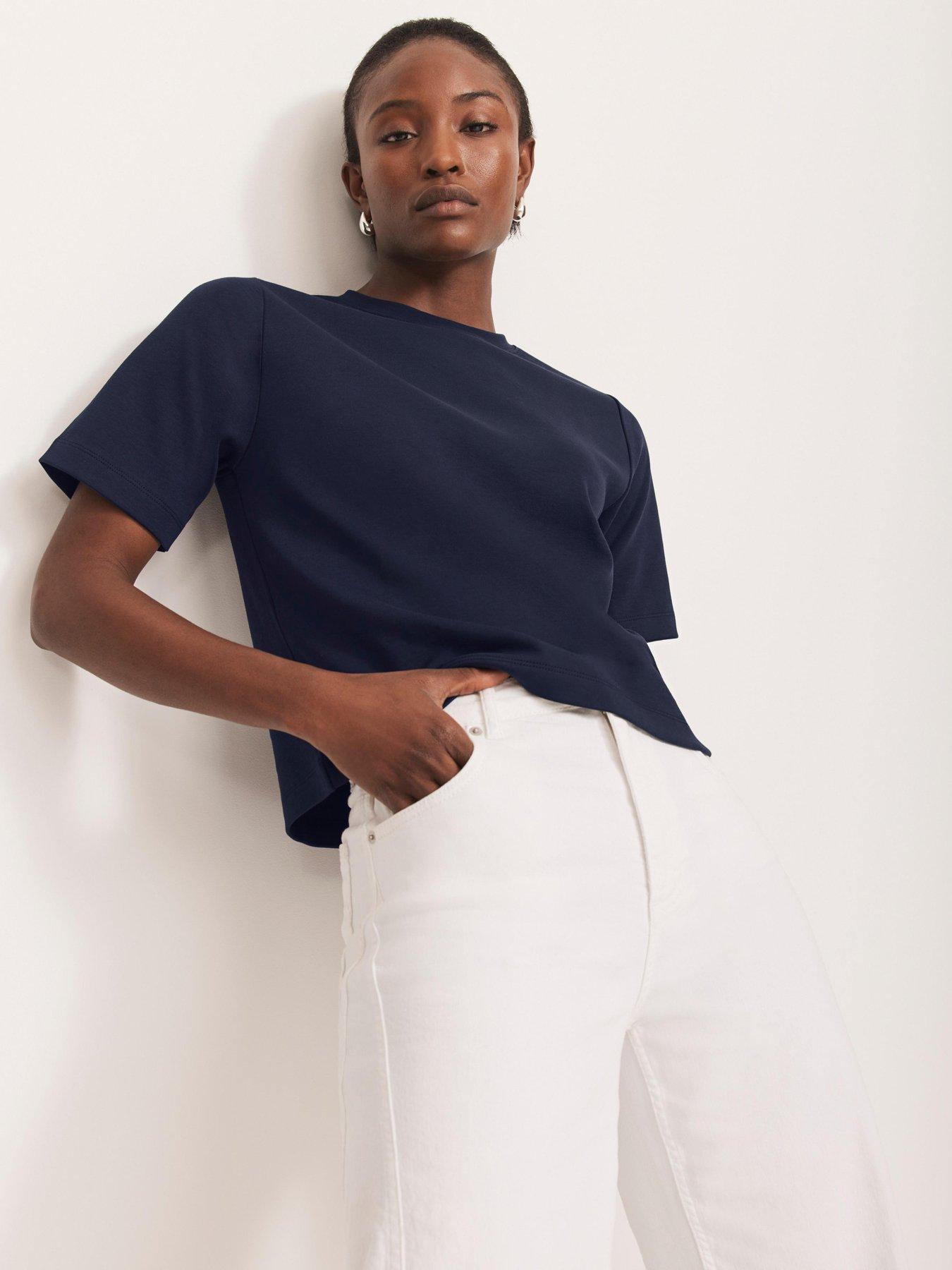 Image 4 of 6 of Mint Velvet Navy Ultimate Cotton T-Shirt - Blue