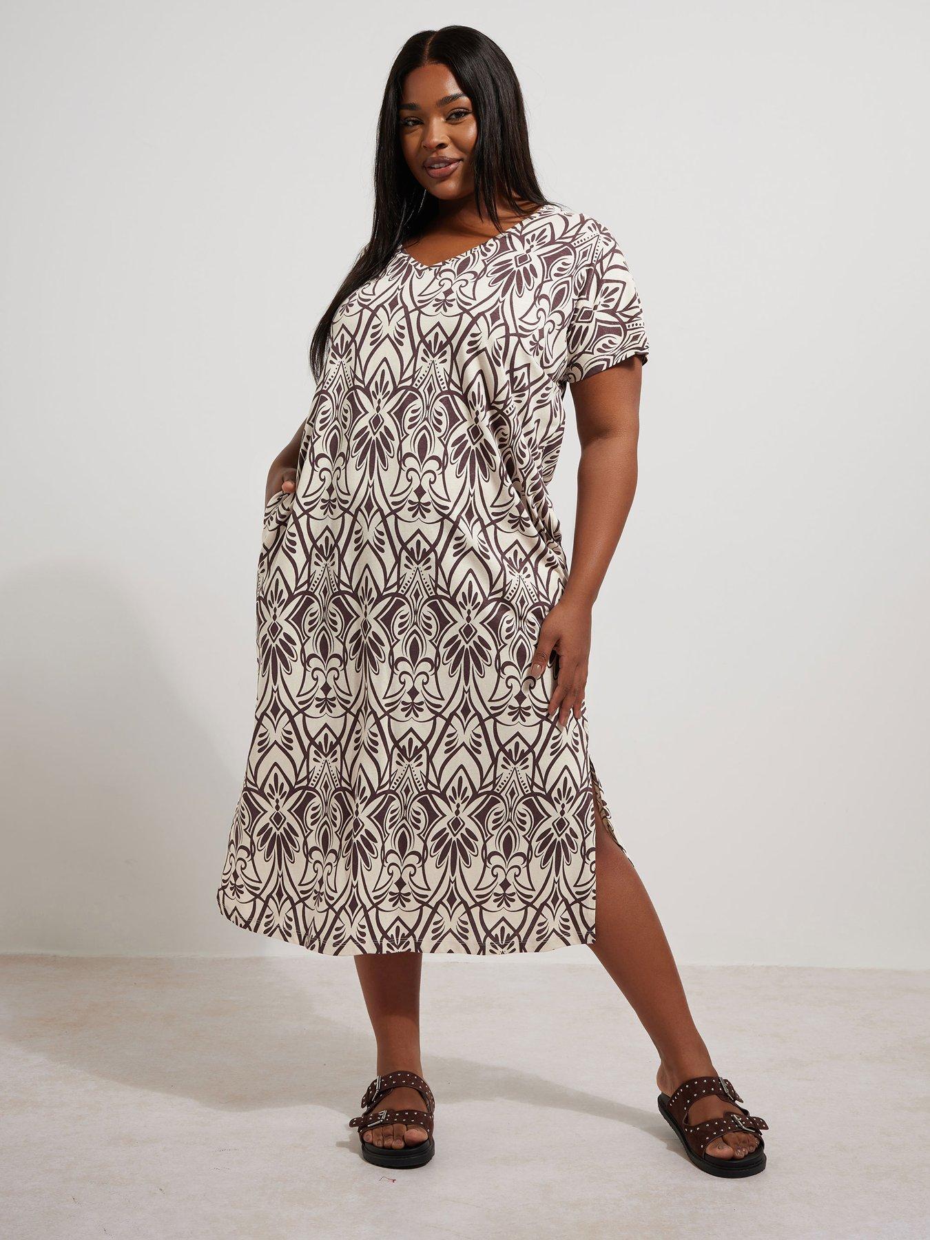 Image 1 of 4 of Yours Curve Grown On Basic Dress - Natural