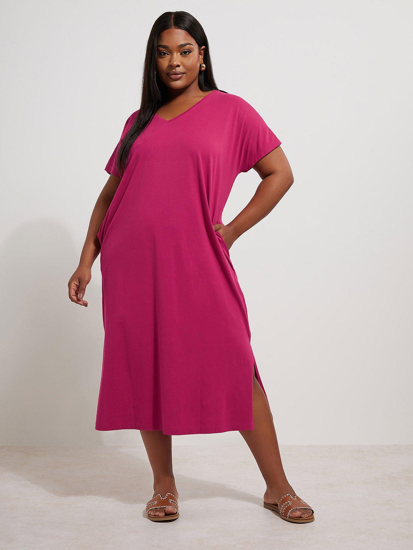 Image of Yours Curve Grown On Basic Dress - Pink