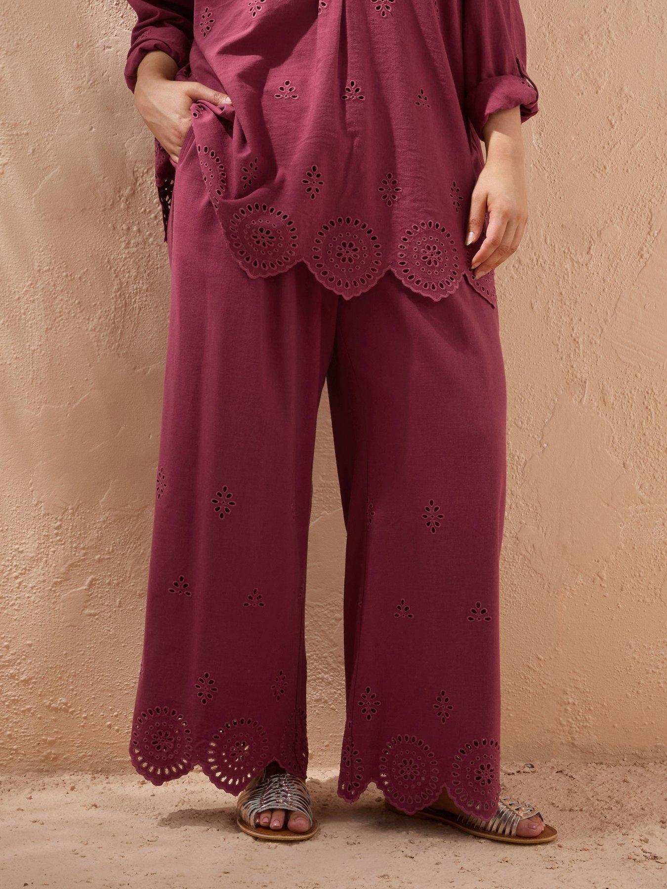 Image of Evans Cutwork Trouser - Red