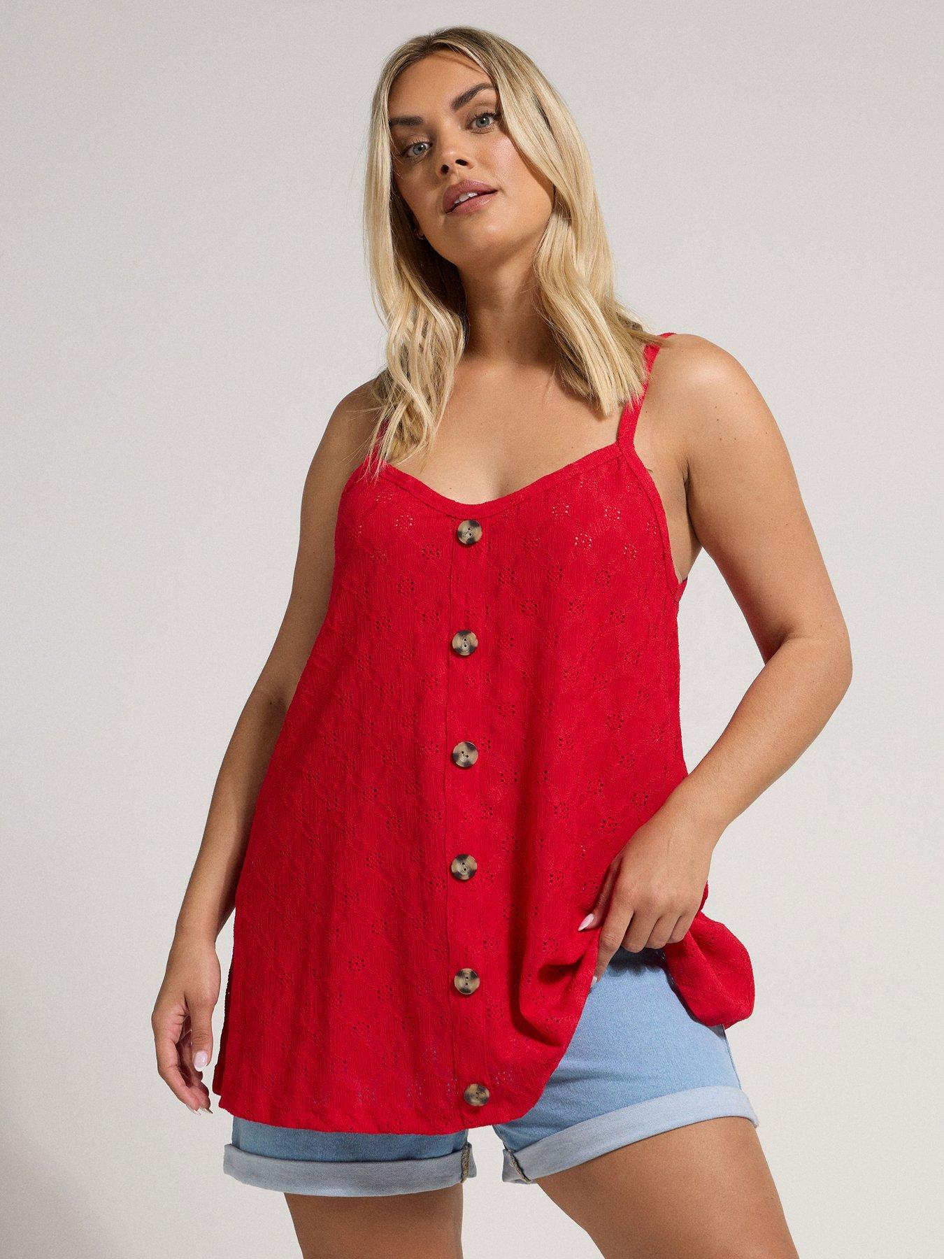 Image of Yours Curve Anglaise Button Swing Vest - Red