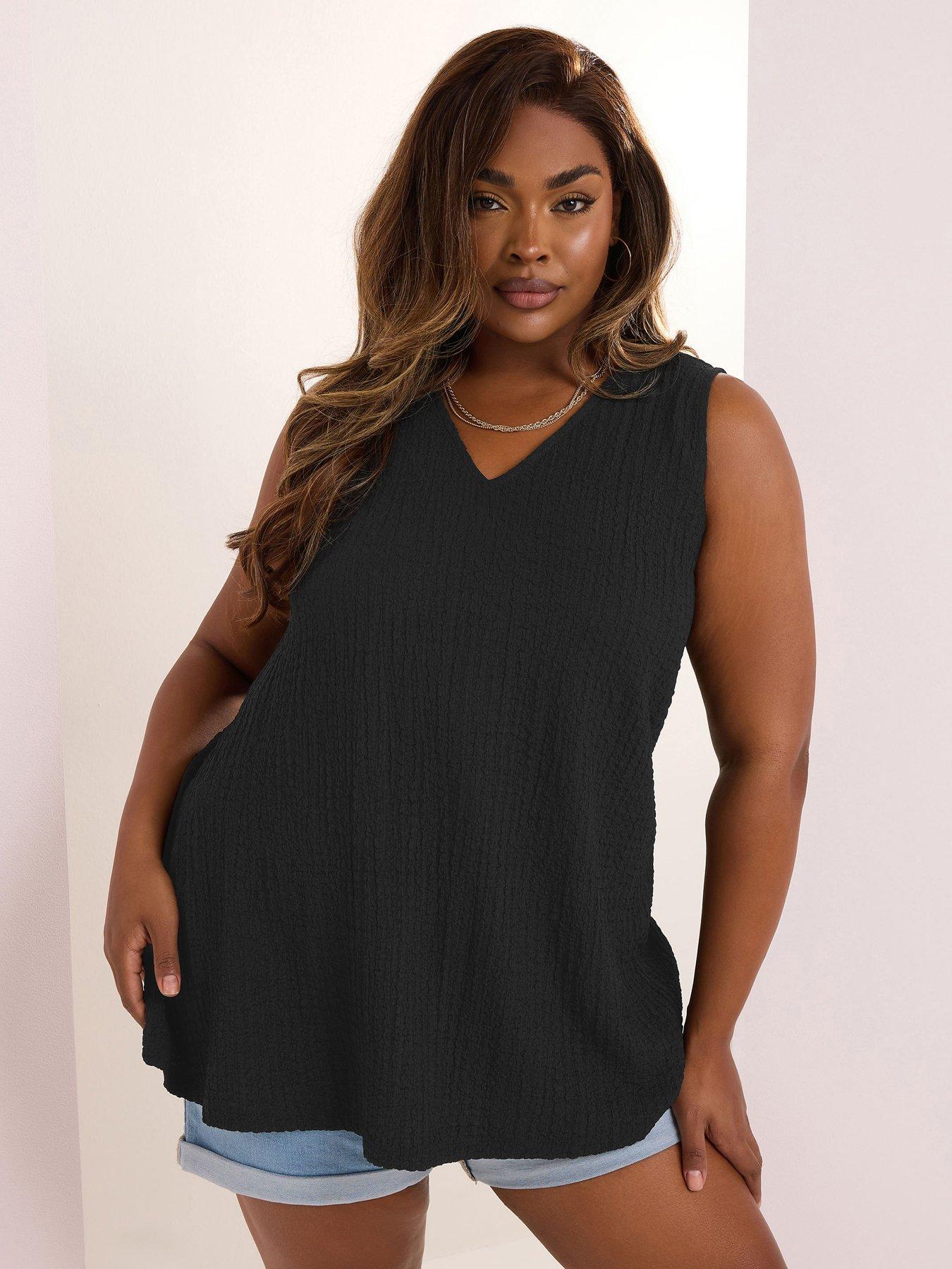 Image of Yours Curve Texture V-Neck Swing Vest - Black