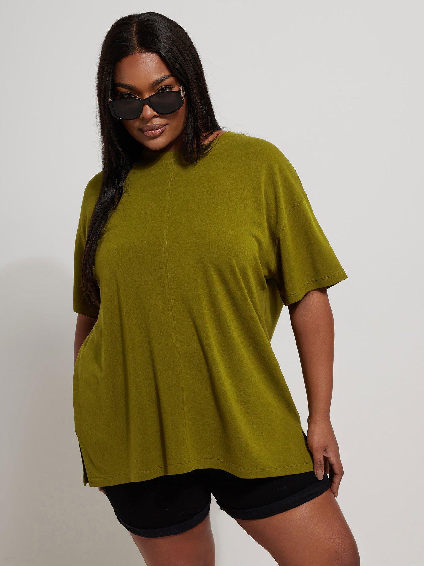 Yours Curve Boxy T-Shirt - Green