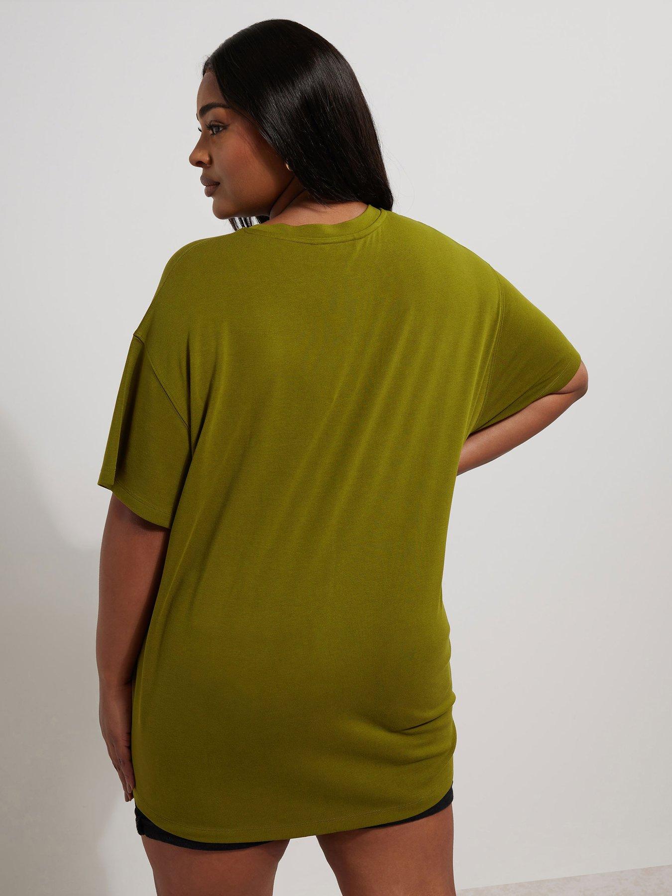 yours-curve-boxy-t-shirt-greenstillFront