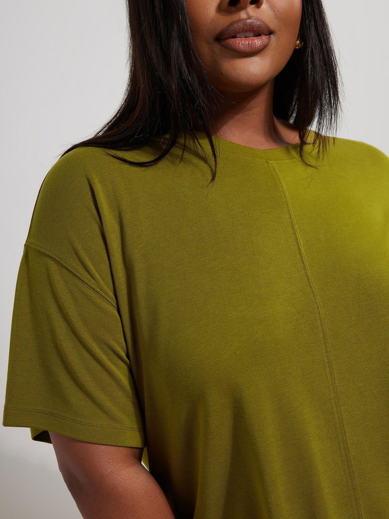 yours-curve-boxy-t-shirt-greenoutfit