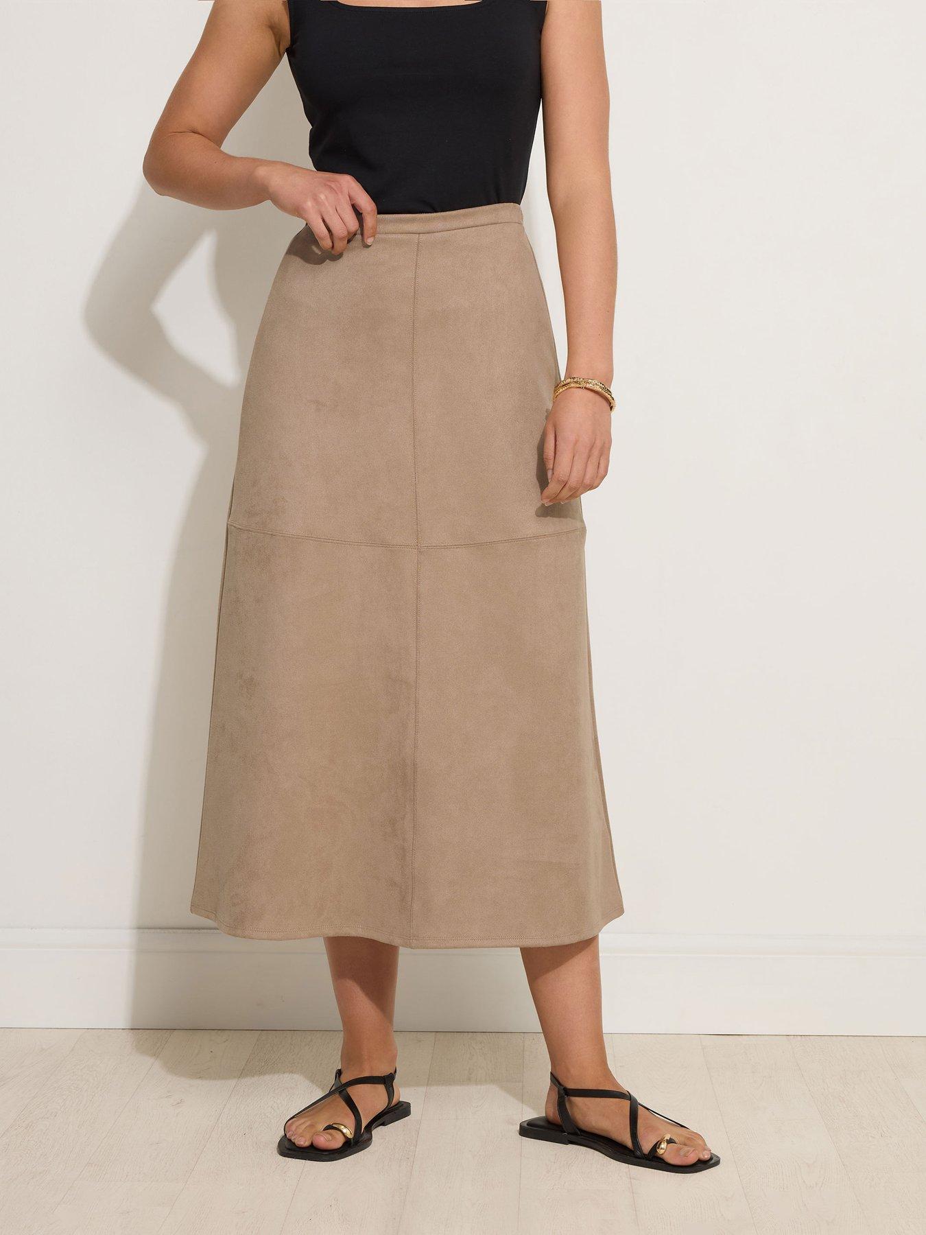 undefined Suedette Aline Skirt - Natural
