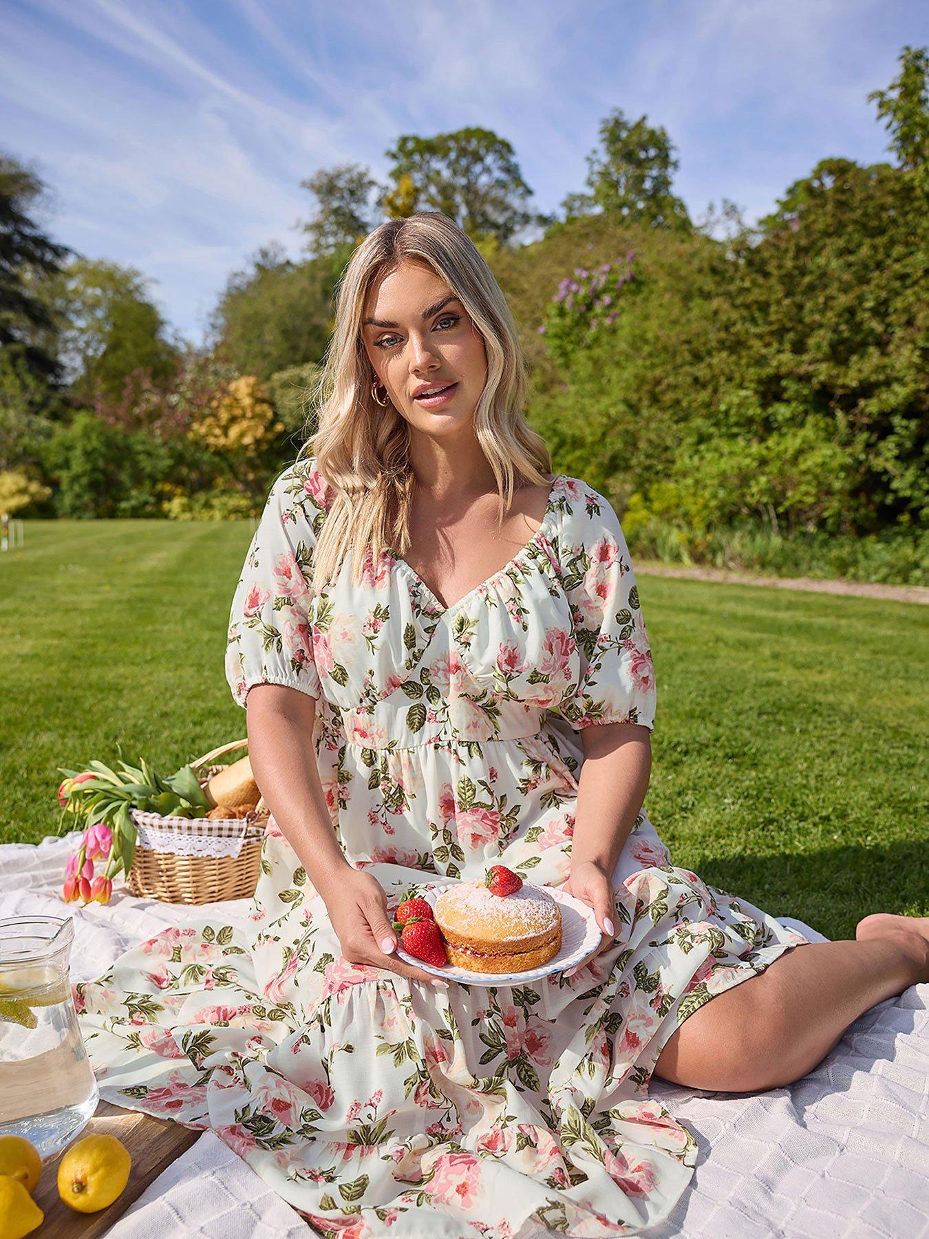 Image of Yours Curve Milkmaid Midaxi Dress - Pink