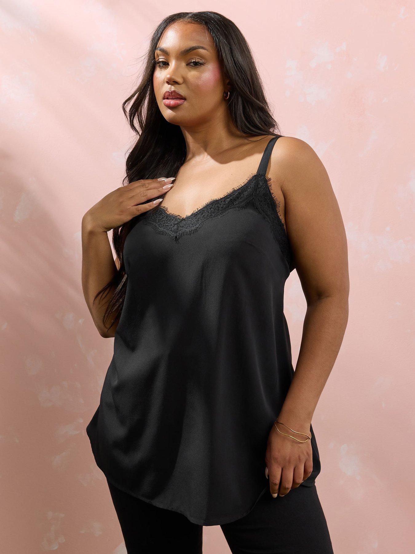 Image of Yours Curve Lace Cami Top - Black