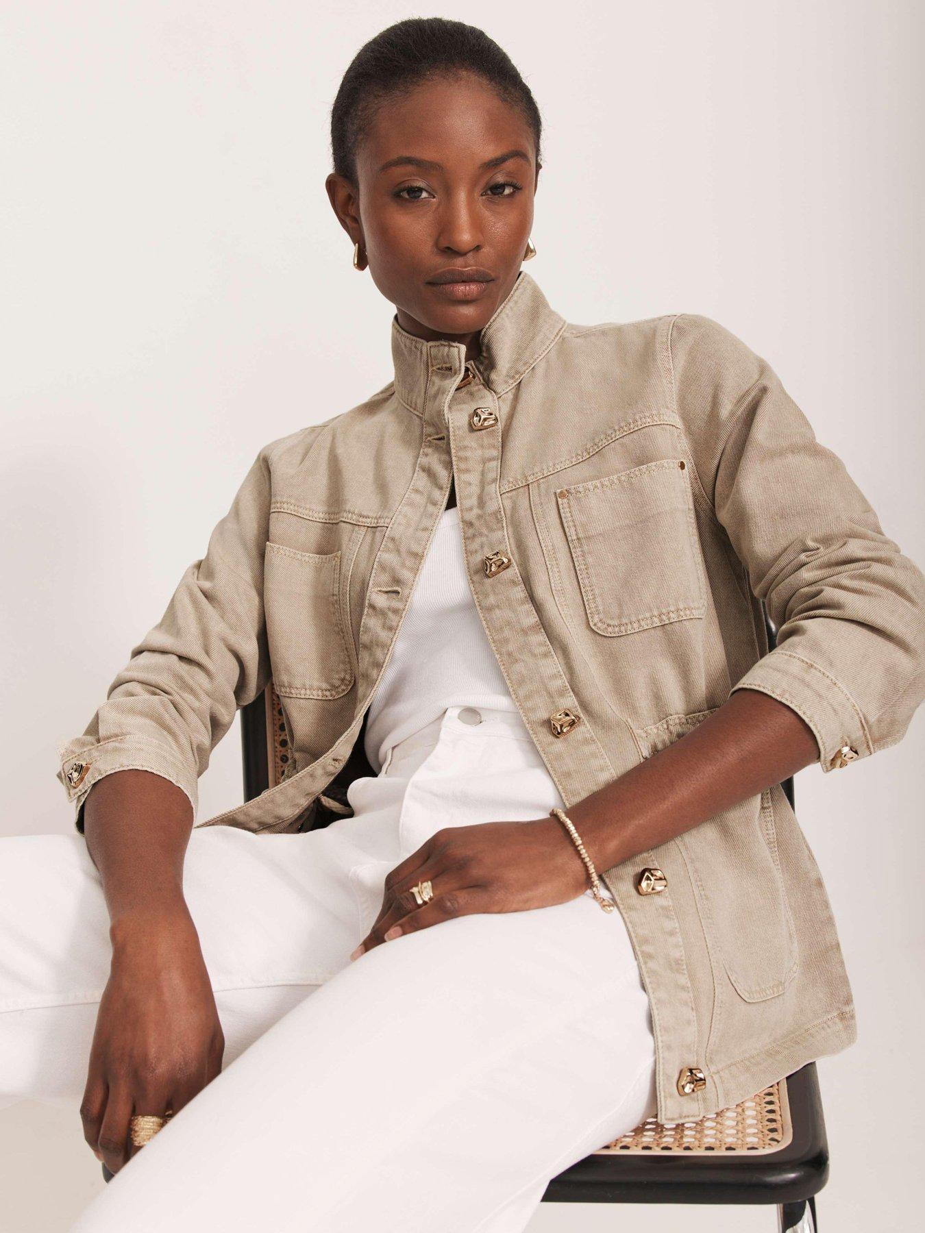 Image of Mint Velvet Neutral Washed Utility Jacket - White