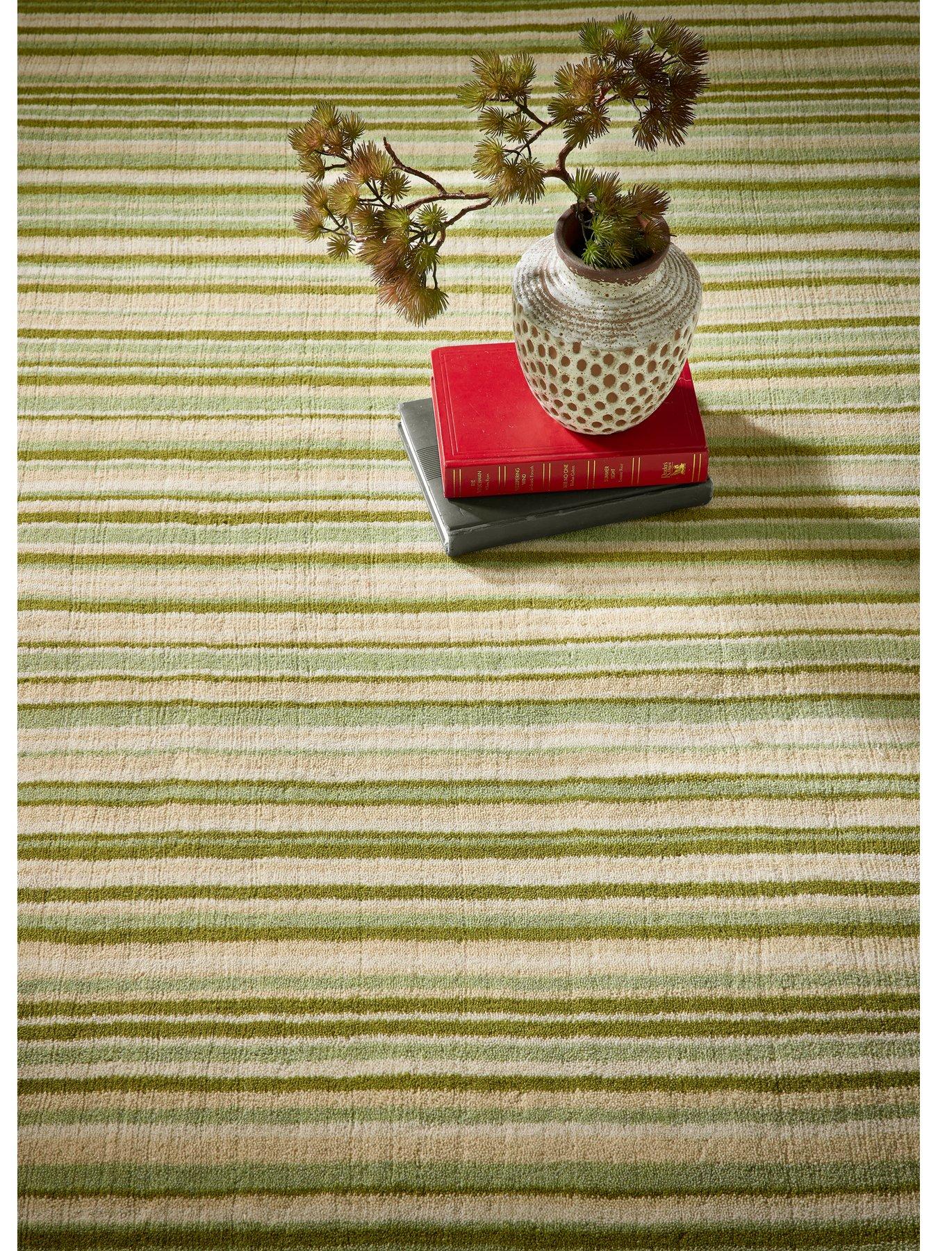 Image 4 of 5 of The Very Collection Fine Stripes Green Rug