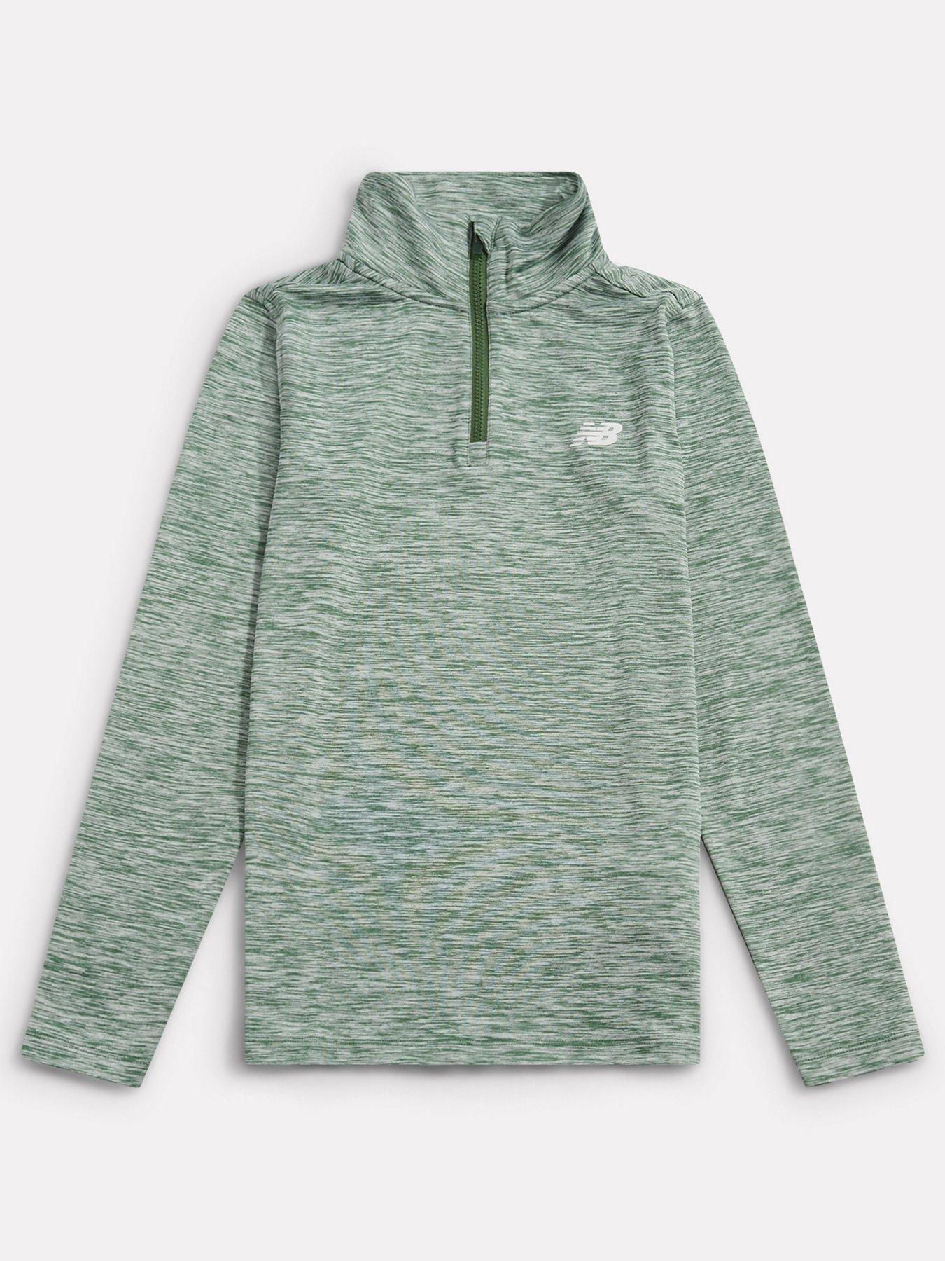 New Balance Junior Boys Athletics Quarter Zip Funnel - Green