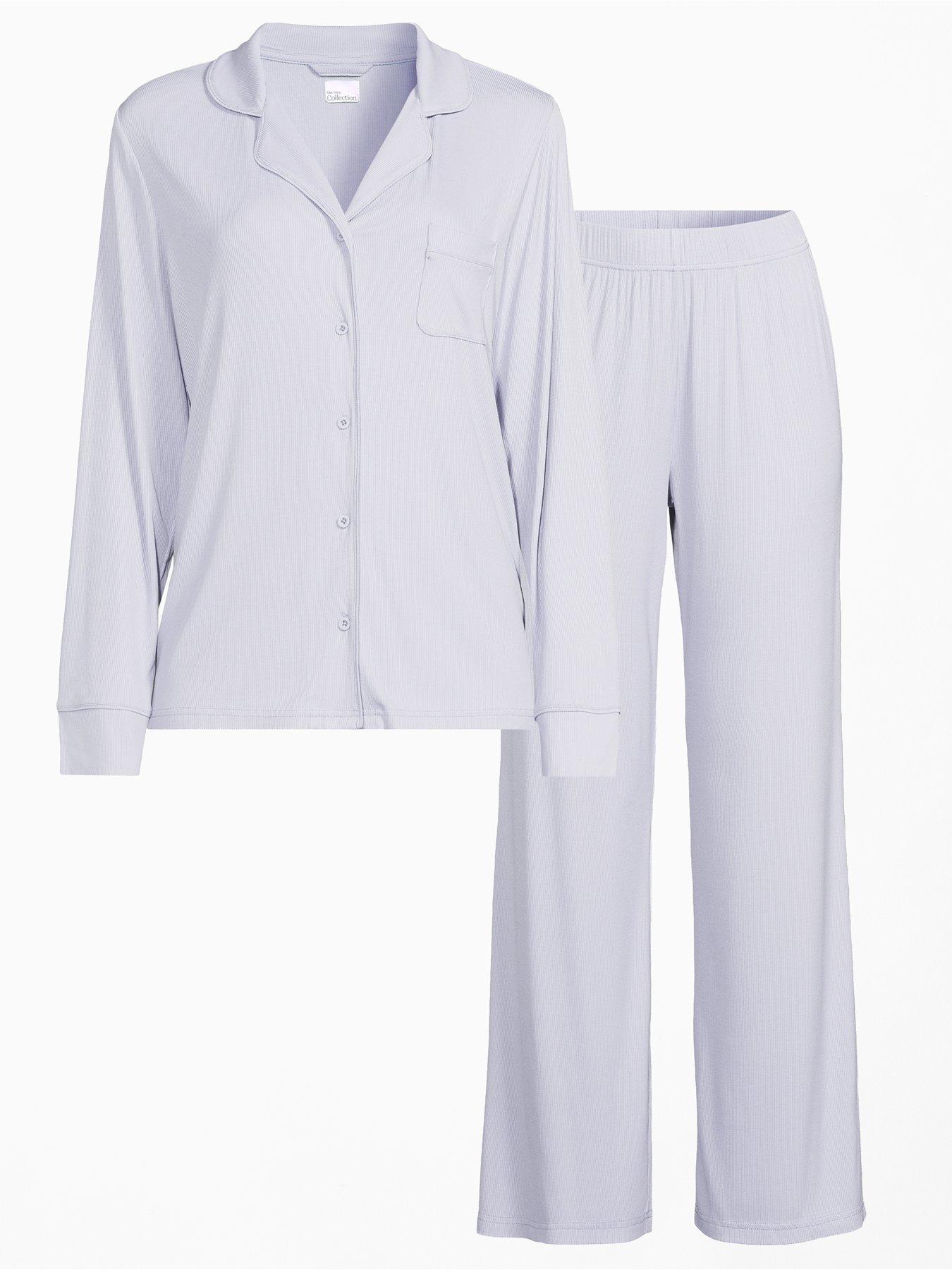 The Very Collection Ribbed Soft Touch Revere Pyjama Set - Blue | Very ...