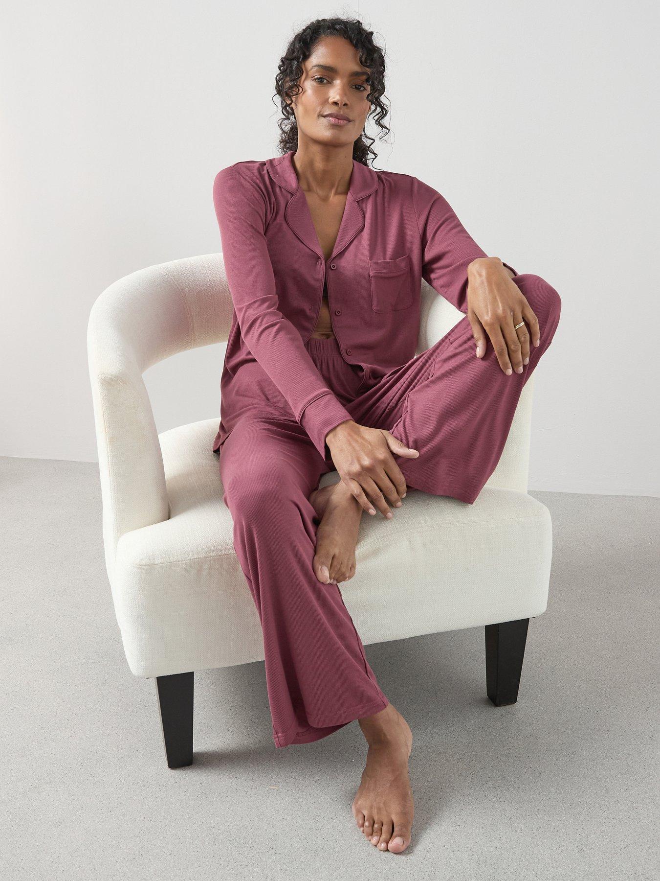 The Very Collection Rib Soft Touch Revere Pyjama Set - Purple
