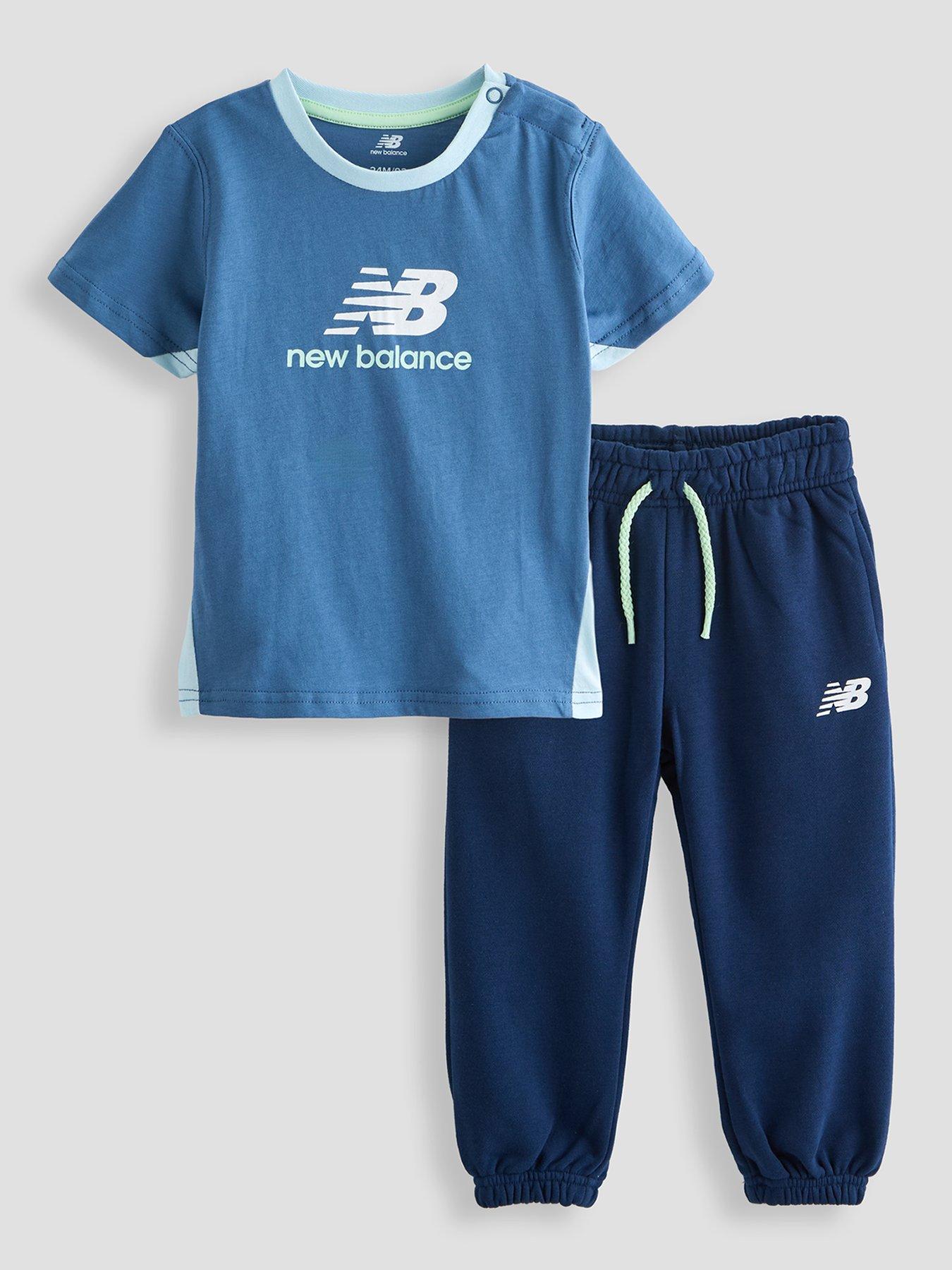 New Balance Kids Boys Contrast Panel Tee  &  French Terry Jogger Set - Blue