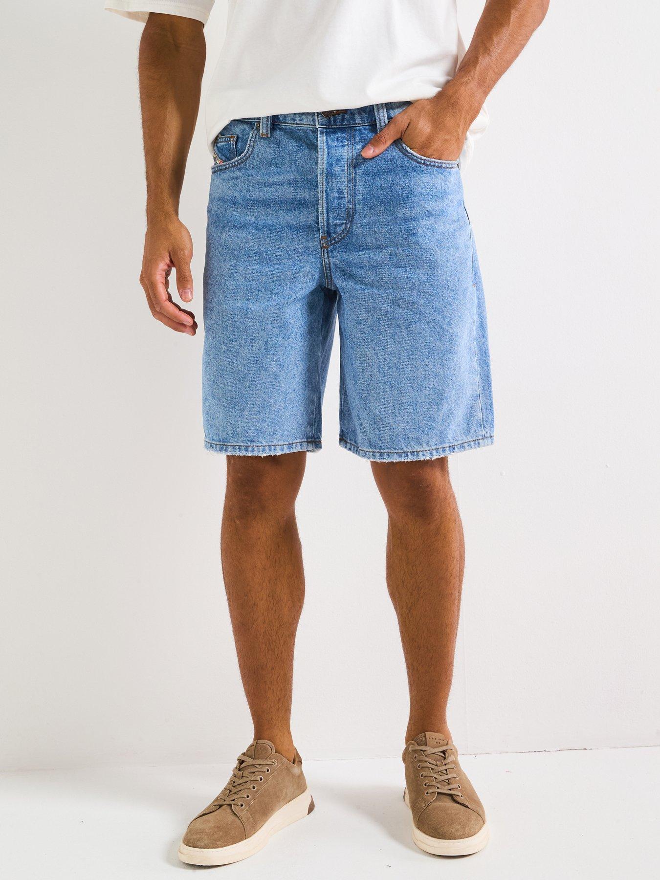 undefined Regular Fit Denim Shorts - Blue